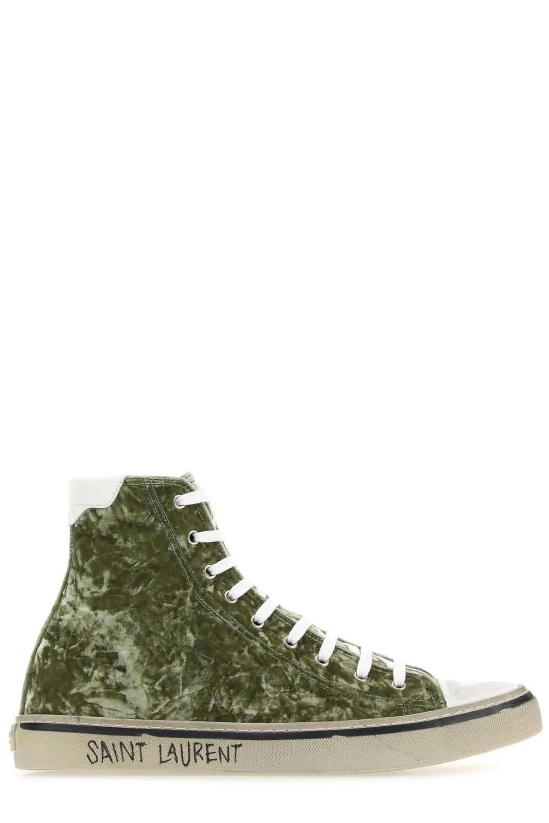 image of Saint Laurent Paris O1Mt1Gz0524 Malibu Mid-Top Sneakers In Green, Men's (Size 13)