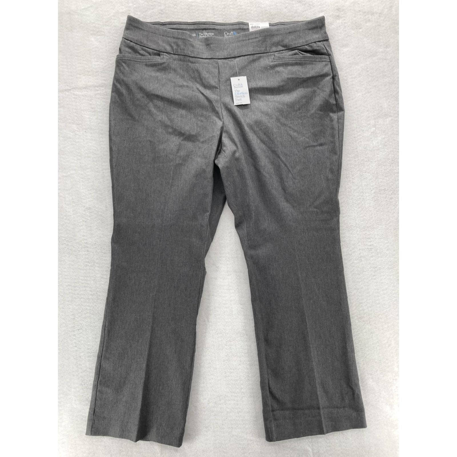 Croft & Barrow Pants Womens 22W Gray Bootcut Plus Comfort NWT Effortless Stretch Dress Pants 32in Inseam Slimming Pull On Womens