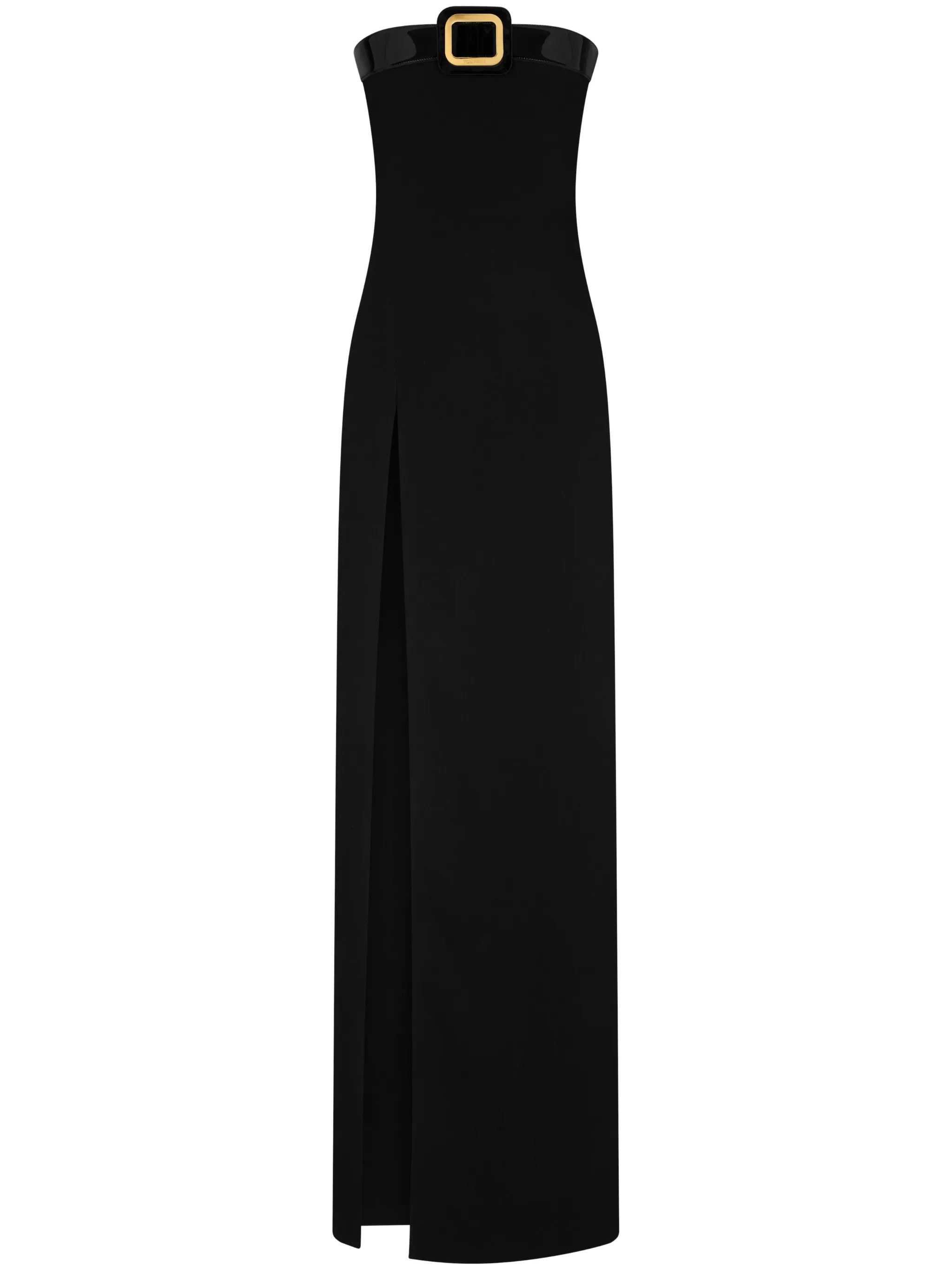 Tom Ford o1w1db10525 AB3340 Strapless Leather Trimmed Dress in Black Size S / US 4 / IT 40 - 1 Thumbnail