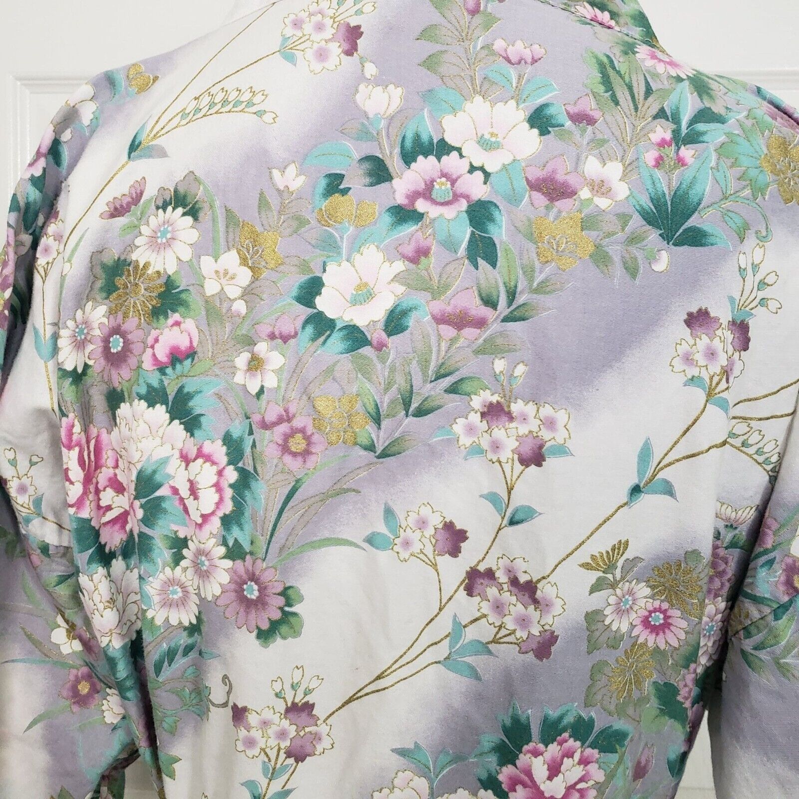 Designer Japanese Floral Robe Womens Size Medium Kimono Cotton Belted Size M / US 6-8 / IT 42-44 - 8 Thumbnail