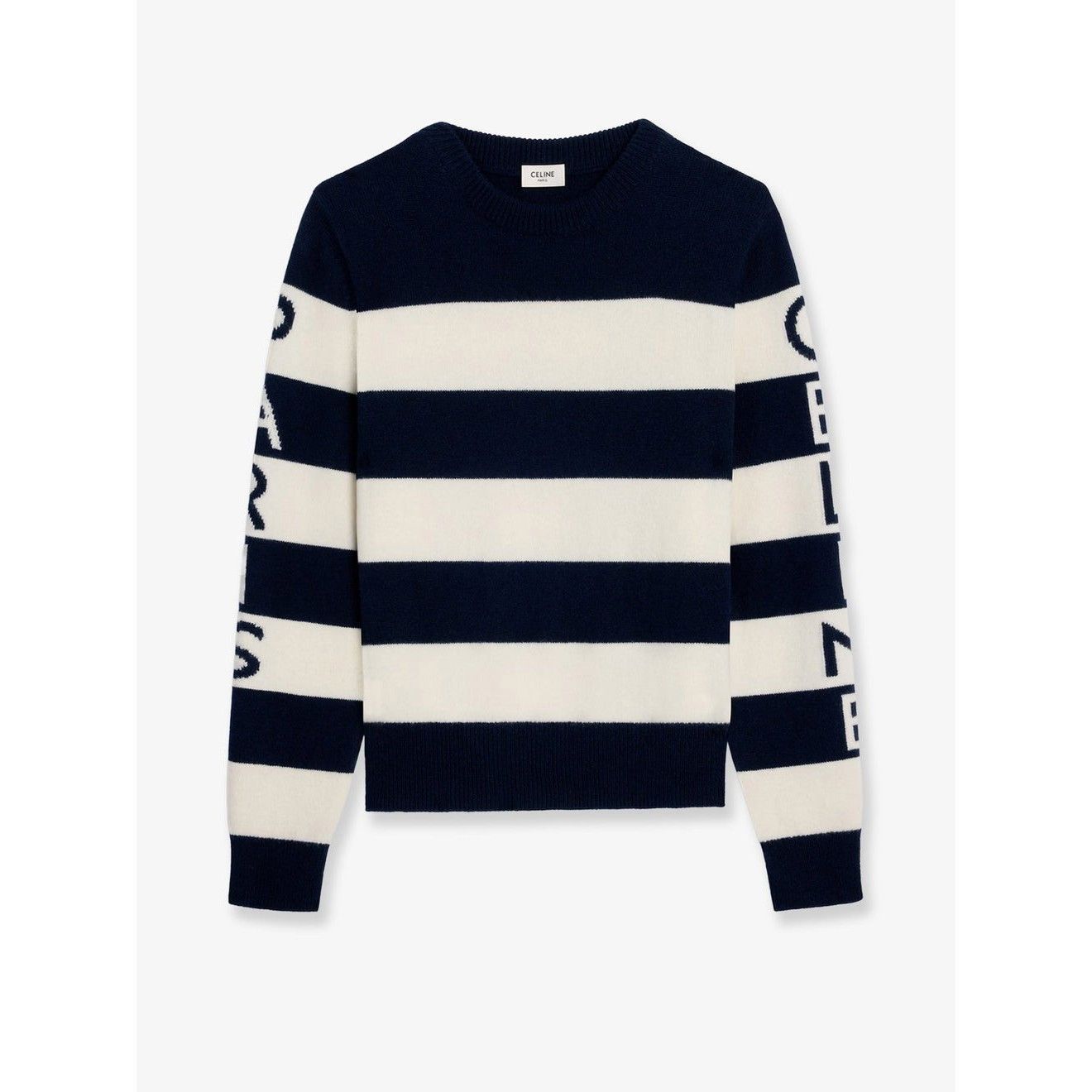 Celine CELINE $1500 Ecry/Navy Wool Cashmere Sweater New & Authentic Size 26" / US 2 / IT 38 - 1 Thumbnail