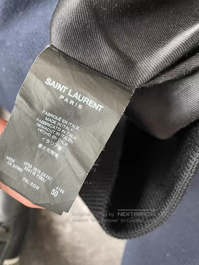 Saint Laurent Paris Saint Laurent Paris Navy Blue Wool and Leather Baseball Ja Size US M / EU 48-50 / 2 - 5 Thumbnail