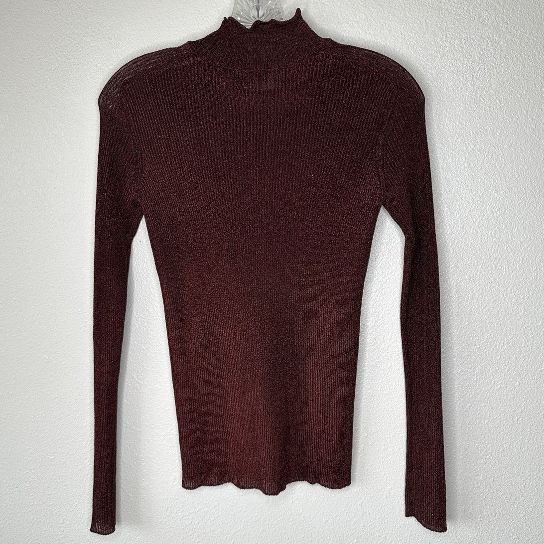 Other NWT With Black Victoria Metallic Bronze Ruffle Mock Neck S Size S / US 4 / IT 40 - 5 Thumbnail