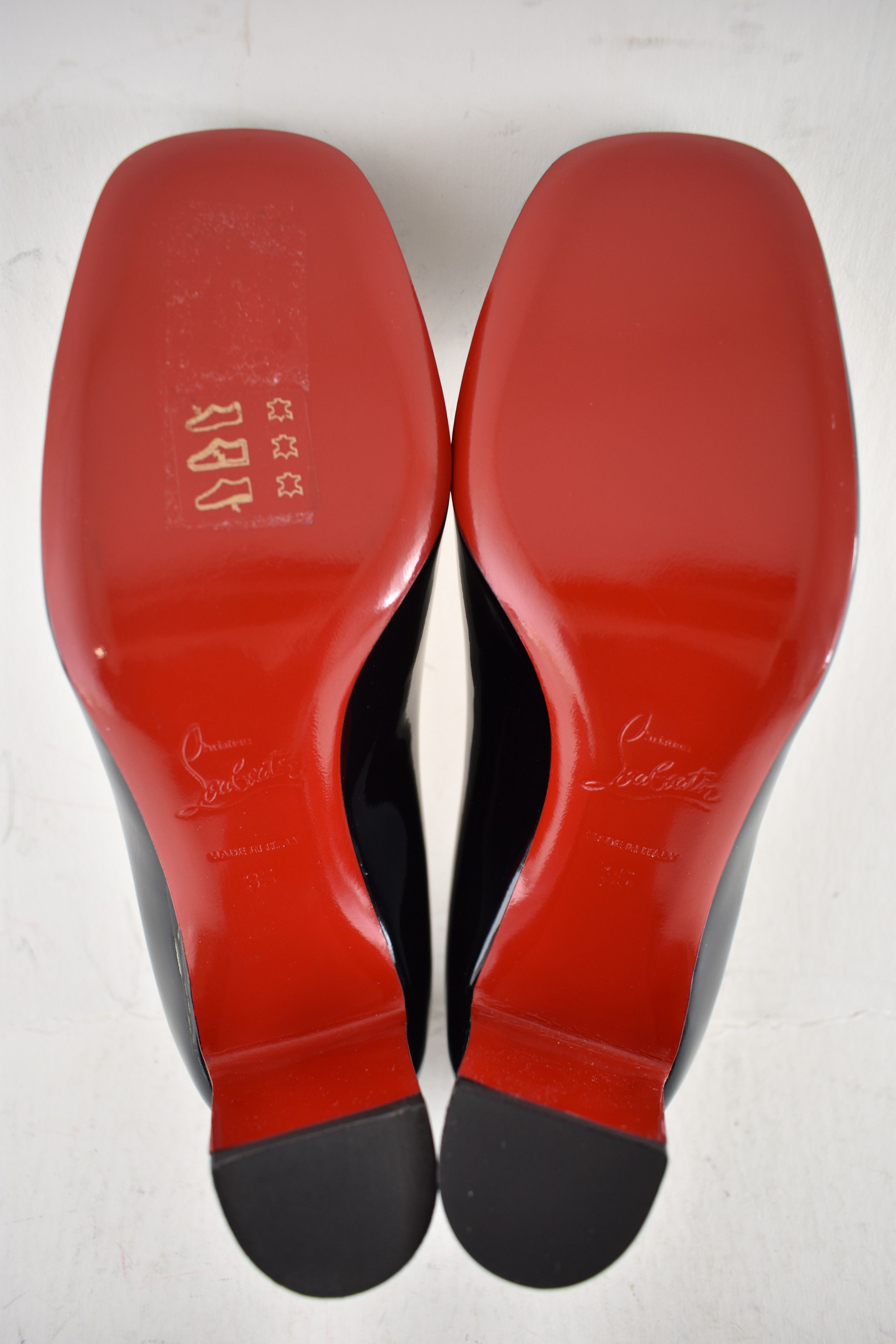 Christian Louboutin Cadrilla 70 Black Patent Leather Block Heel Classic Pump 35 Size US 5 / IT 35 - 15 Thumbnail