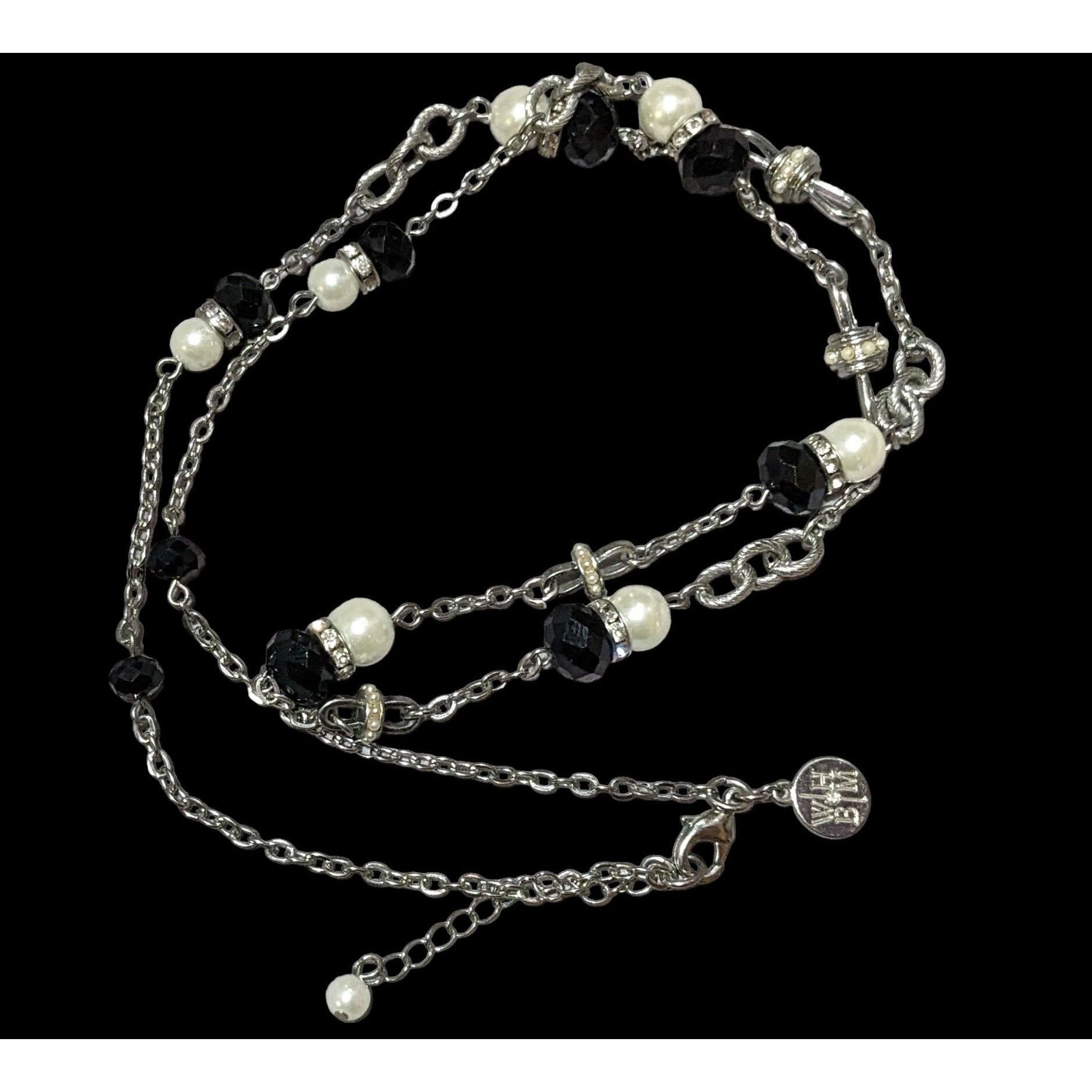 White House Black Market White House Black Market Pearl Black Glass Chain Necklace Size ONE SIZE - 1 Thumbnail