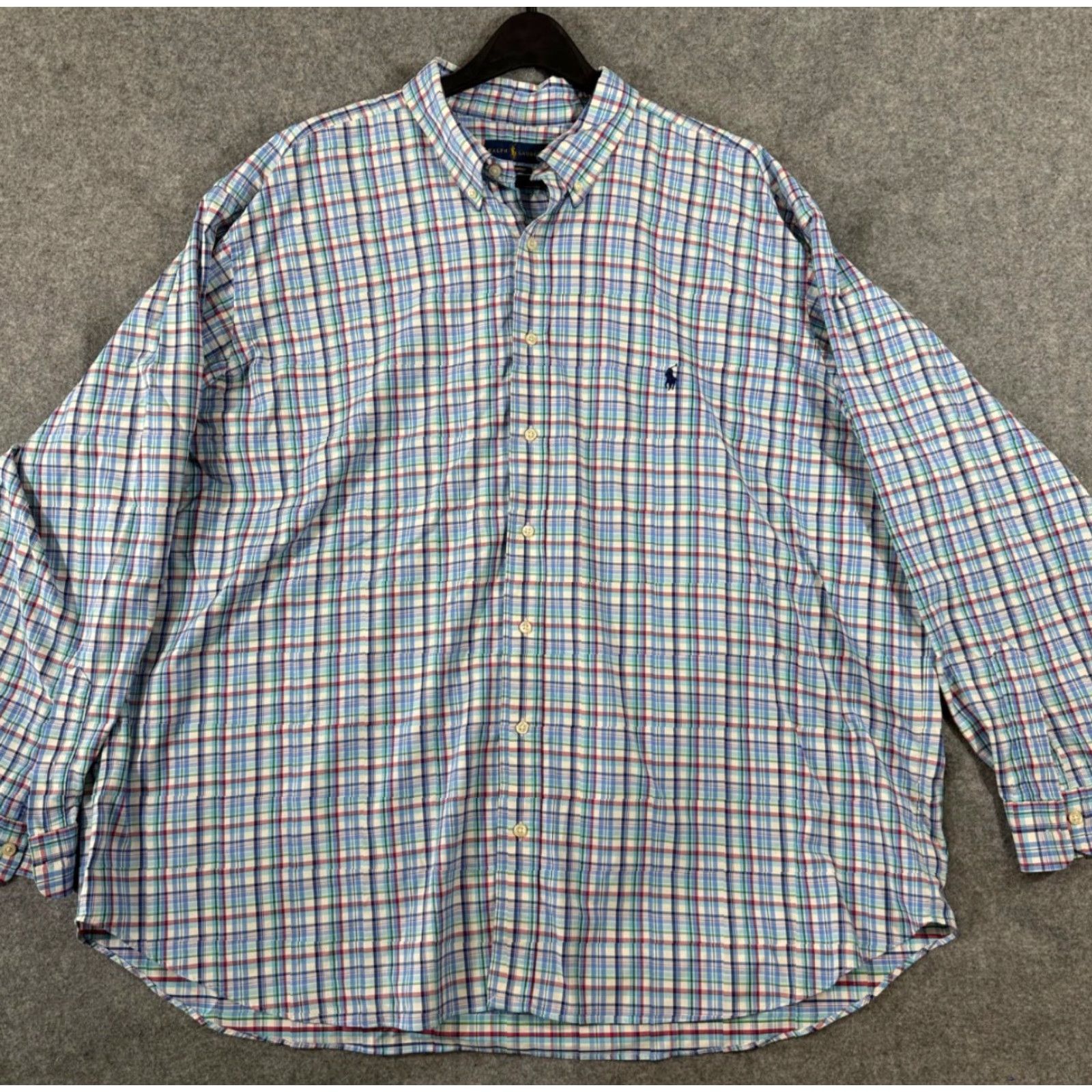 Ralph Lauren Ralph Lauren Performance Shirt Mens 3XB Blue Plaid Stretch Button Down Pony Logo Long Sleeve Size US XXL / EU 58 / 5 - 2 Thumbnail