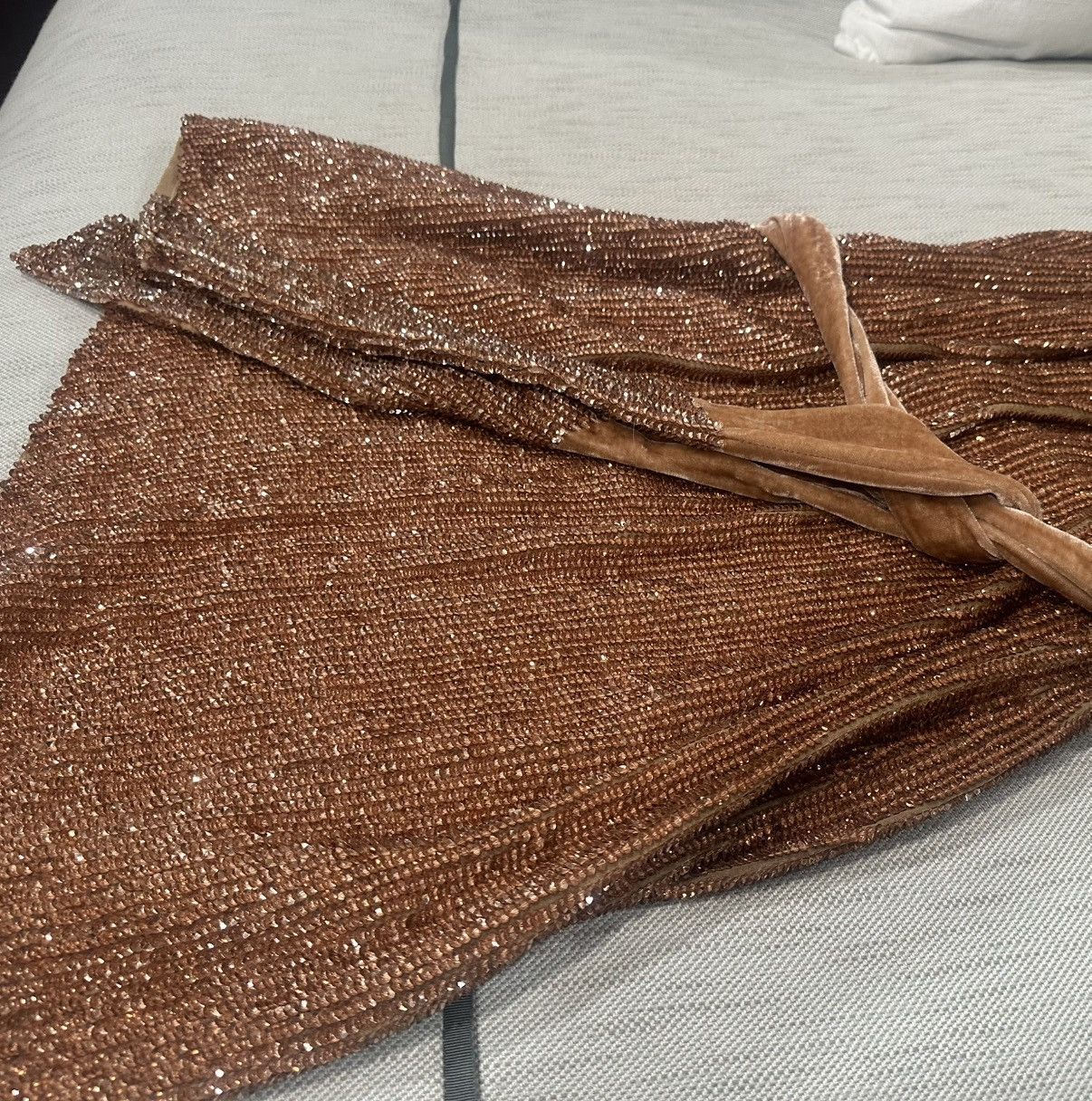 Retrofete Retrofete Ella One Shoulder Shimmering Bronze Dress Size L / US 10 / IT 46 - 4 Thumbnail
