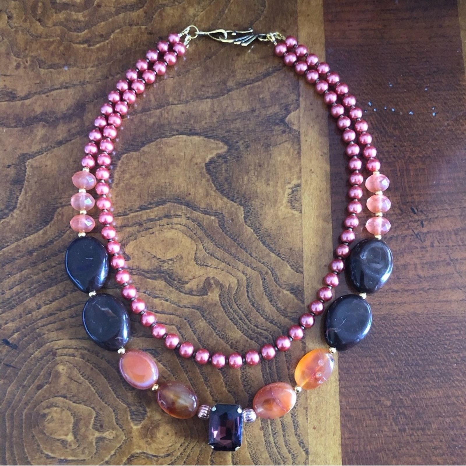 Handmade Handcrafted repurpose double strand carnelian necklac Size ONE SIZE - 8 Thumbnail