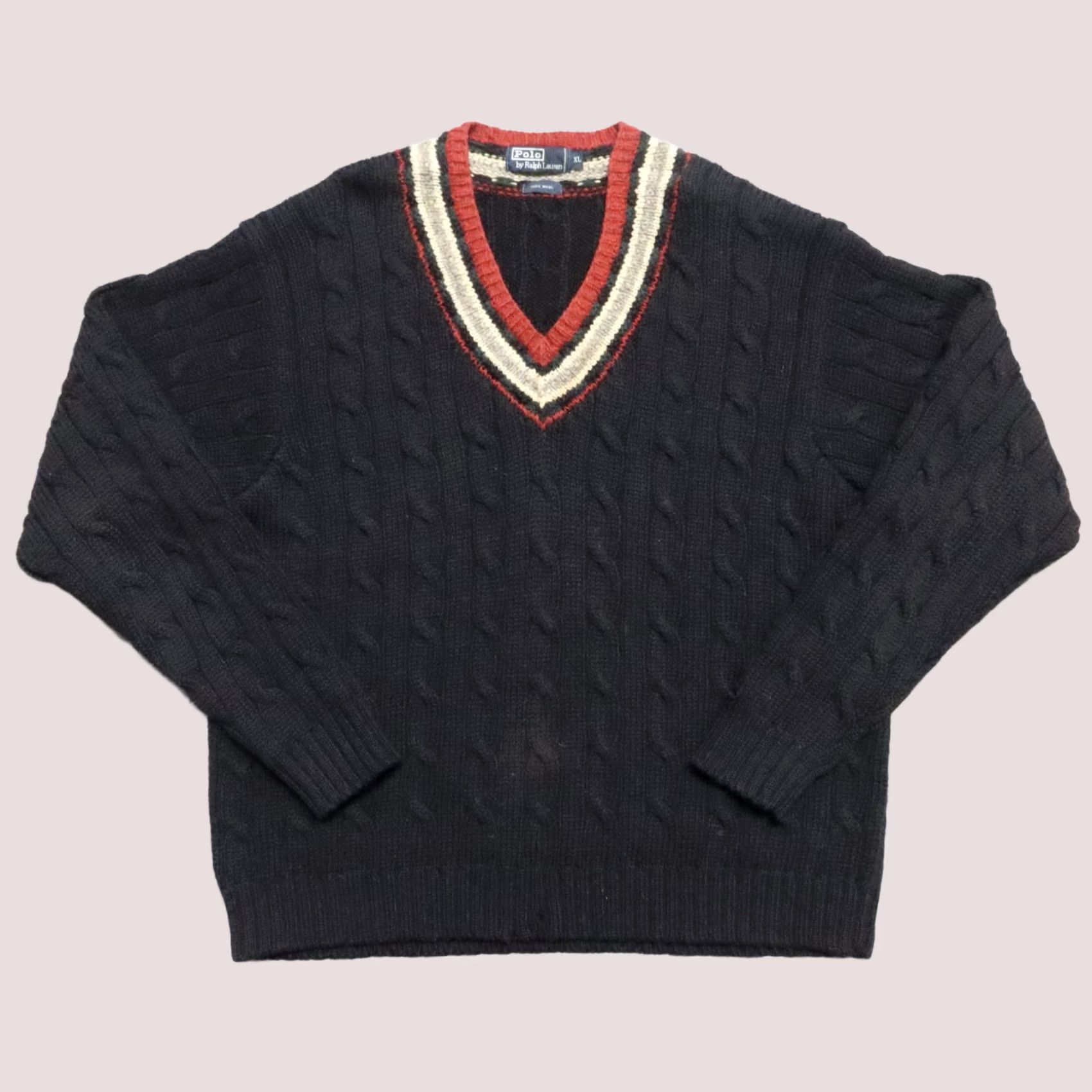 Hanes Vintage Ralph Lauren Polo by Ralph Lauren V-Neck Knit Sweater Shirt XL Black Mens VIA Size US XL / EU 56 / 4 - 1 Thumbnail