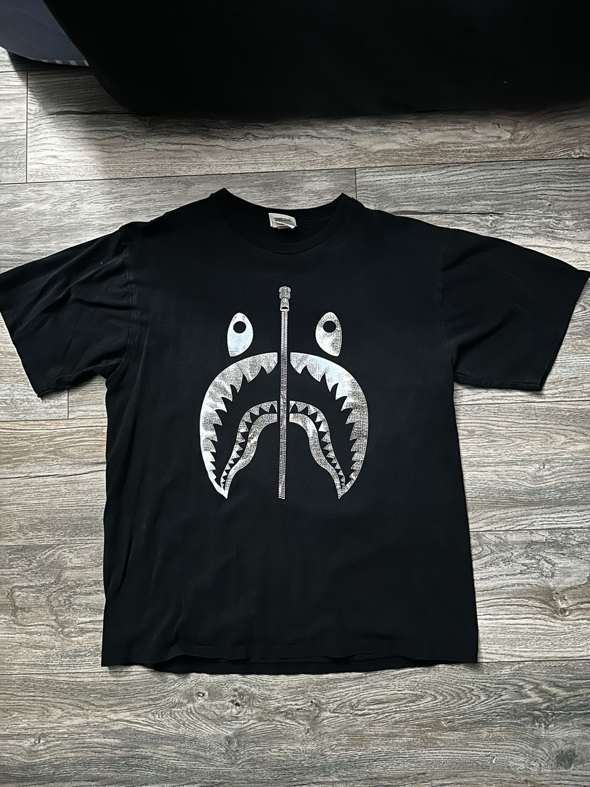 image of Bape Foil Shark Tee in Black, Men's (Size XL)