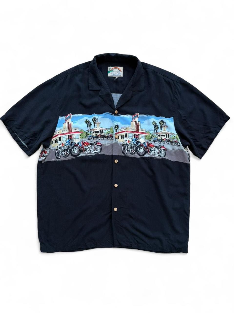 Paradise Found Retro Diner and Motorcycles Button Up Hawaiian Shirt Size US L / EU 52-54 / 3 - 1 Thumbnail