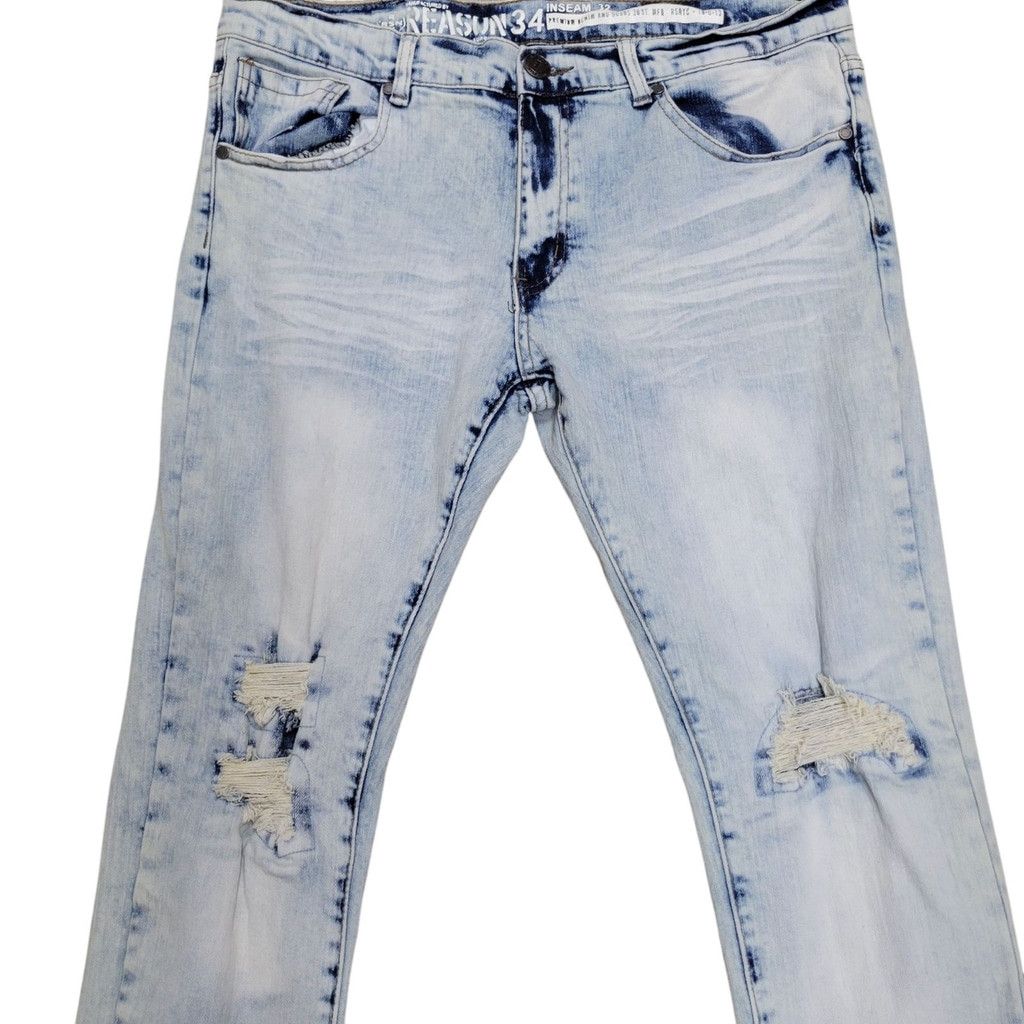 Reason Reason New York Distressed Skinny Jeans Men's Size 34/32 Size US 34 / EU 50 - 4 Thumbnail
