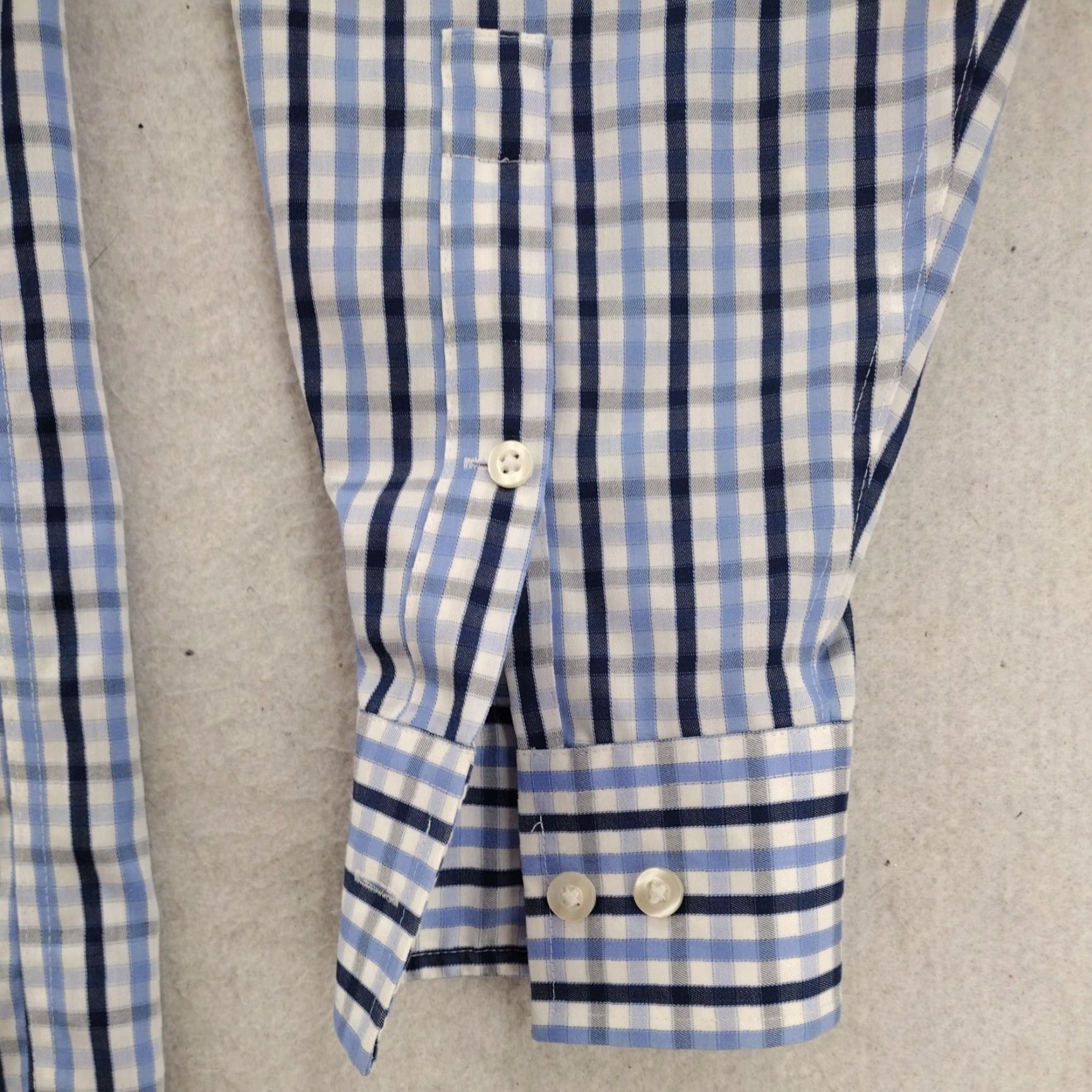 Michael Kors VINTAGE Michael Kors Shirt Mens Large Button Up Dress Blue Long Sleeve Plaid - Mens L Blue Button-Up Shirt Michael Kors 90s Theme? Size 42R - 2 Thumbnail