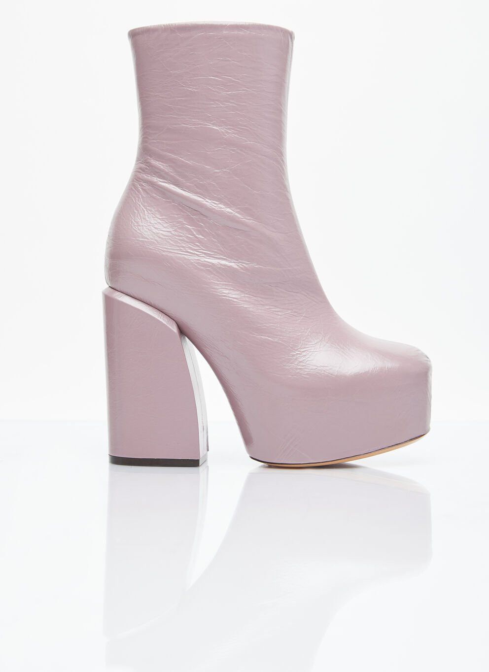 image of Dries Van Noten Platform Heel Shoes Leather Boots in Pink, Women's (Size 8)
