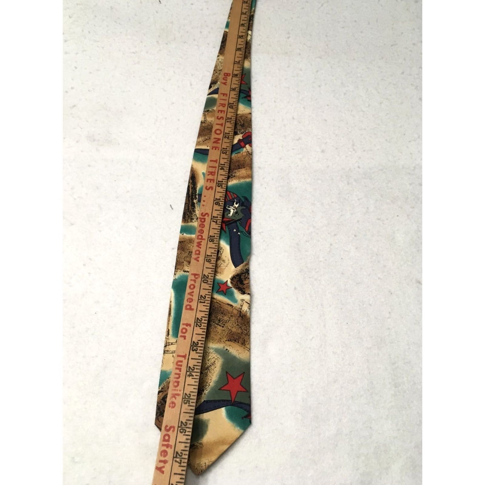 Vintage Structure Silk tie Men's Neck Novelty star horse history 100% Size ONE SIZE - 5 Thumbnail