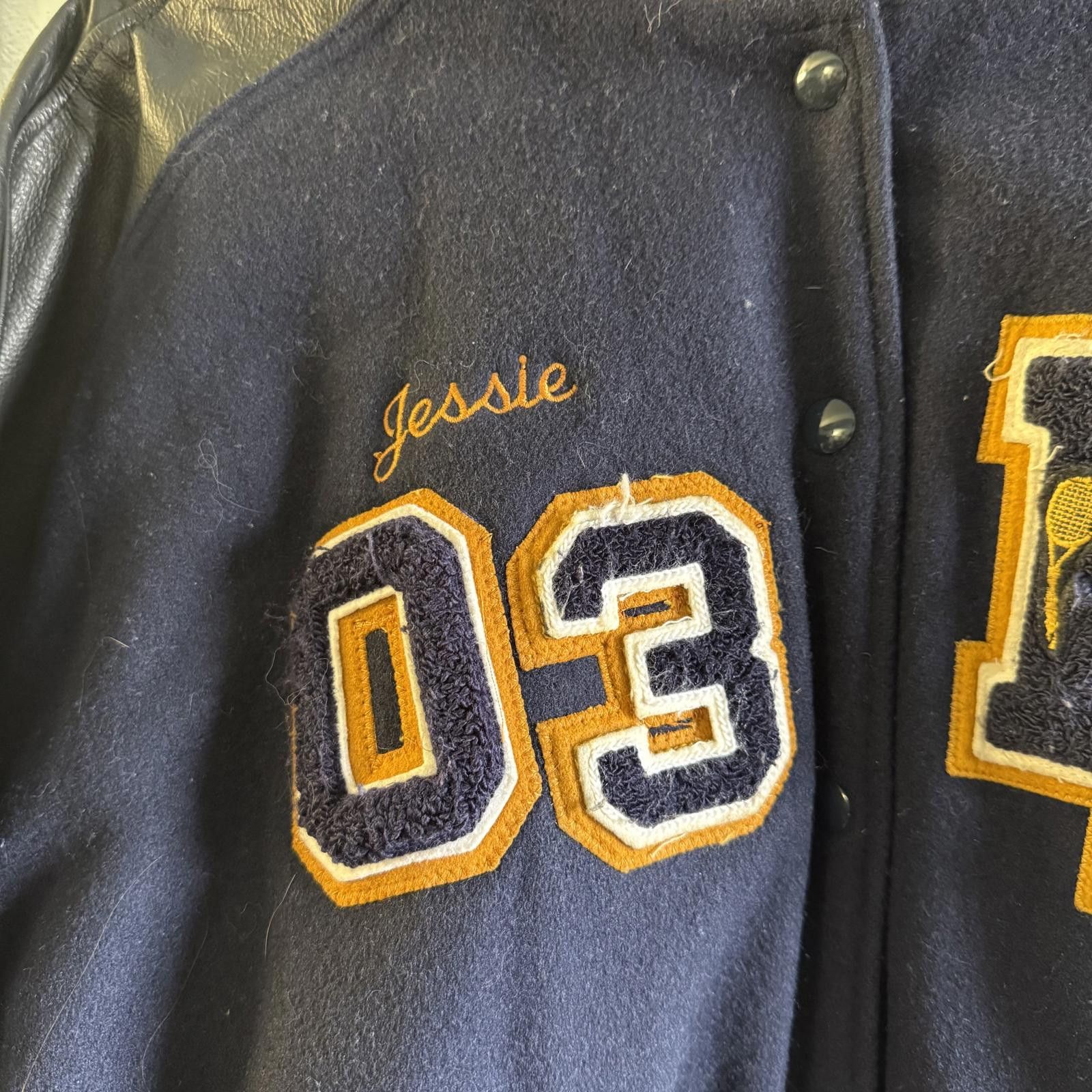 Rennoc Vintage 2000's Rennoc Navy, Black, and Gold Varsity Jacket Size US M / EU 48-50 / 2 - 4 Thumbnail