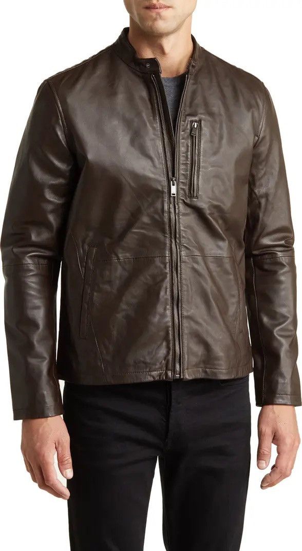 John Varvatos Leather Racer Jacket. Medium Size US S / EU 44-46 / 1 - 1 Thumbnail