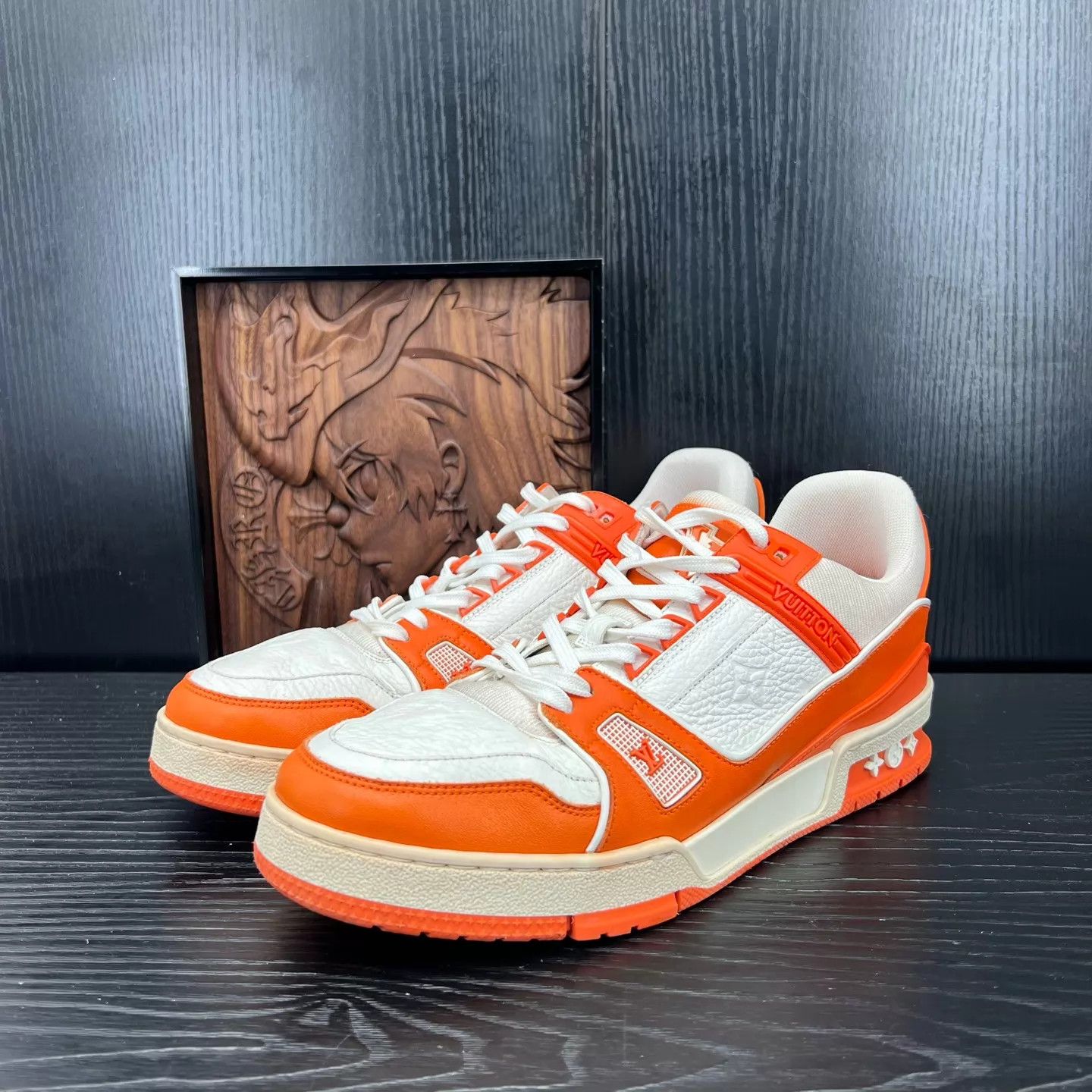 Louis Vuitton LV Trainer White Orange US7 EU41 New Original Box Size US 8 / EU 41 - 1 Thumbnail