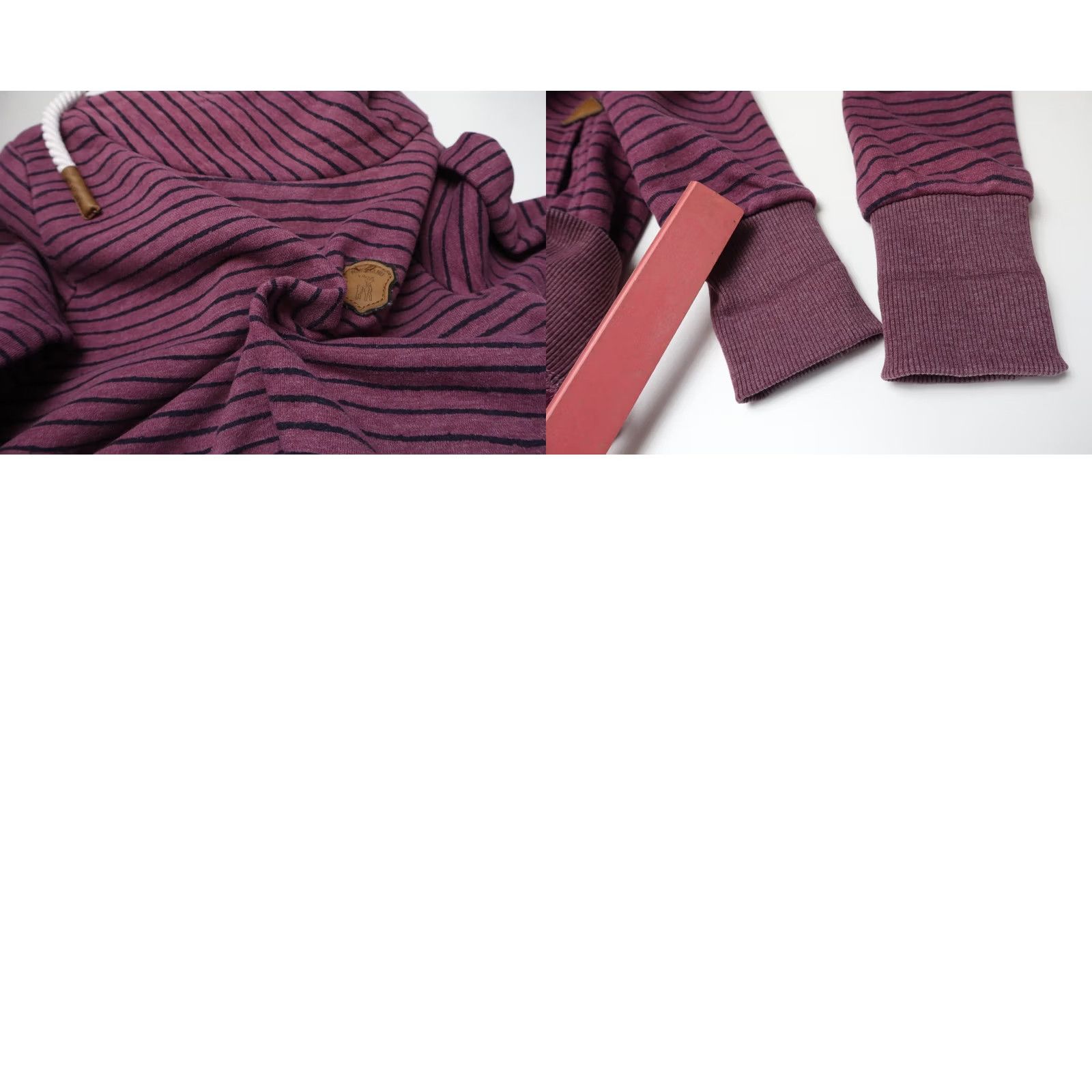 Logo 7 Naketano Sweatshirt Women's XS Purple Pocket Logo Hooded Striped Pullover Size XS / US 0-2 / IT 36-38 - 8 Thumbnail