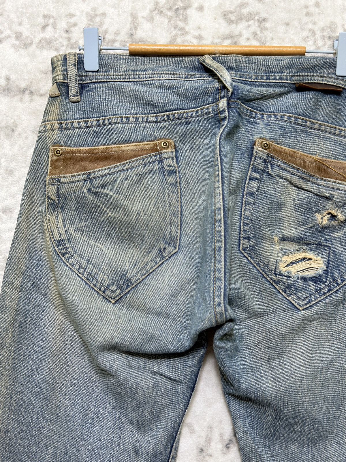 Japanese Brand Vintage KELEN Selvedge Leather Pocket Denim Jeans Size US 30 / EU 46 - 11 Thumbnail