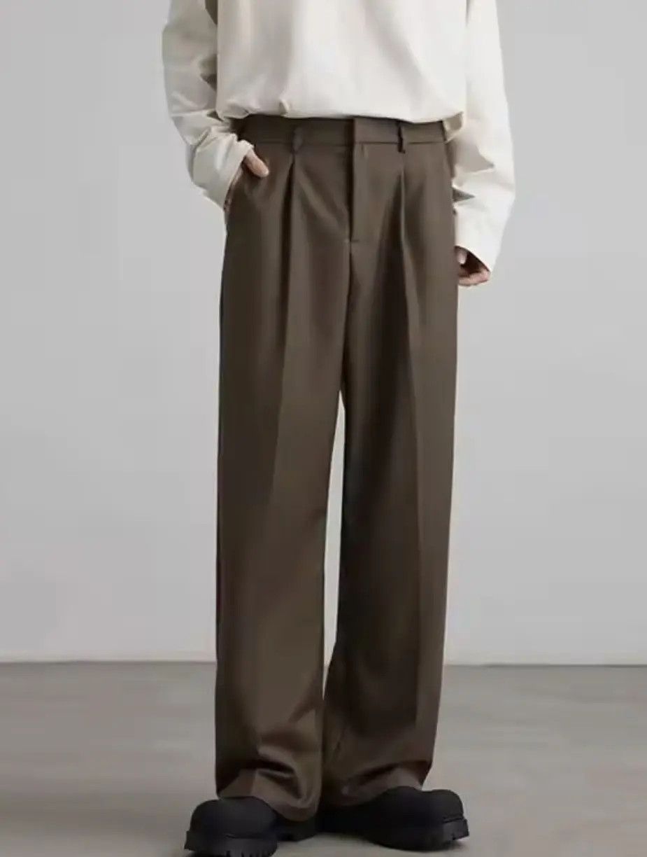 Vintage High Waist Straight Wide Leg Pleated Pants / Trousers Size US 33 - 1 Thumbnail