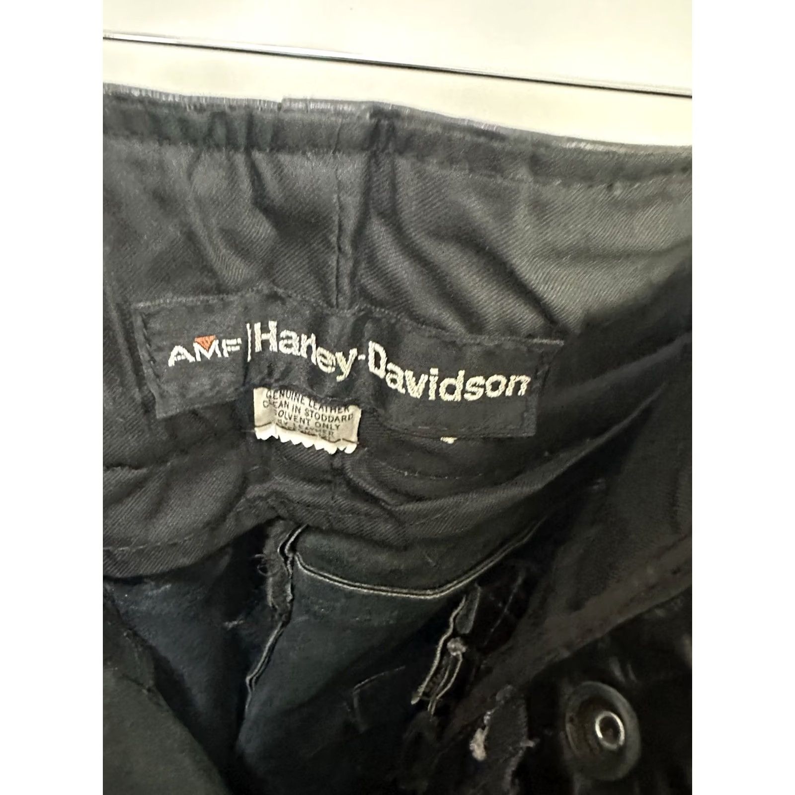 Harley Davidson VTG Harley-Davidson Men’s Black Leather Biker Pants Size 33 AMF 70s Motorcycle Bootcut Inseam 32 Size US 32 / EU 48 - 3 Thumbnail