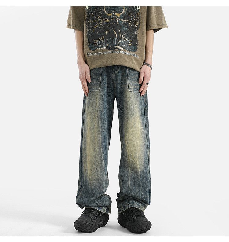 Japanese Brand × Jean High street lightning pattern men's loose wide-leg jeans Size US 32 / EU 48 - 2 Thumbnail