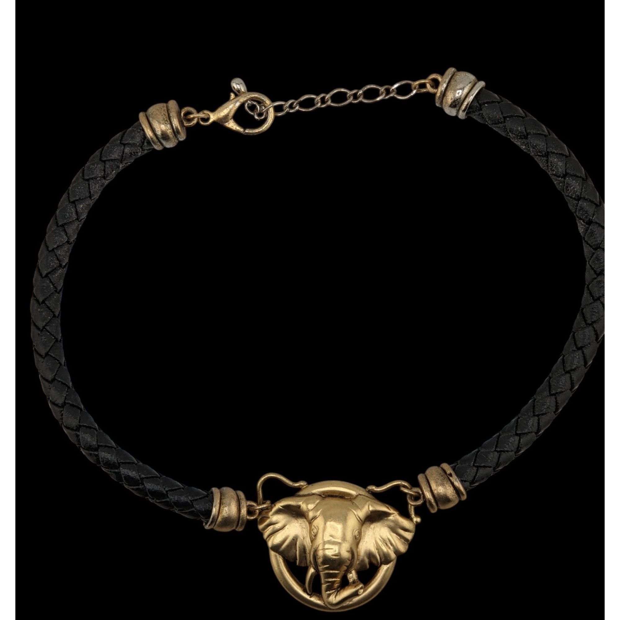 Other Elephant Pendant Necklace With Braided Black Cord & Gold-Ton Size ONE SIZE - 2 Thumbnail