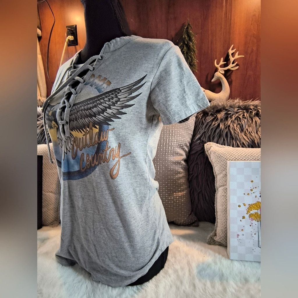 non *Rare* Freeze Gray Lace-Up Eagle Graphic Tee Size S / US 4 / IT 40 - 2 Thumbnail