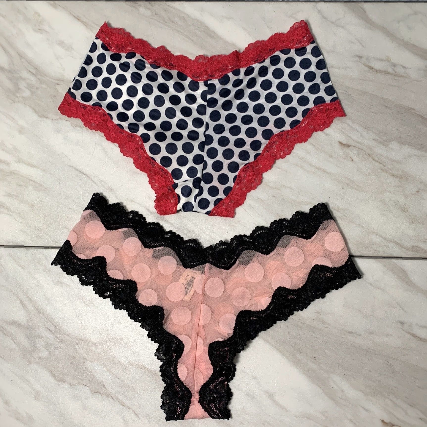 Vintage Victoria Secret & Maidenform Hipster Cheeky Panties S Pink & Black Womens Stretch Size 28" / US 6 / IT 42 - 2 Thumbnail