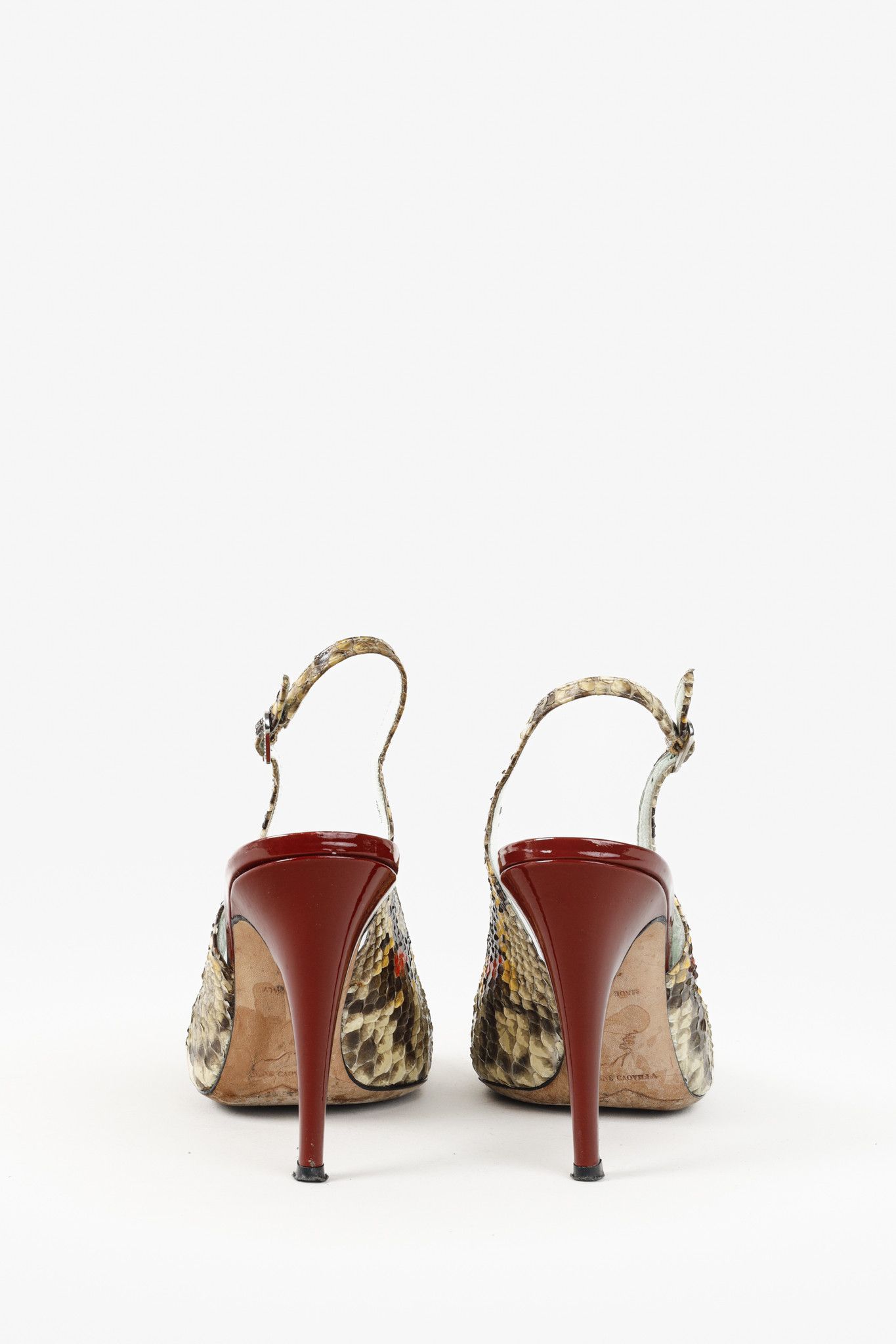 Rene Caovilla Rene Caovilla Snakeskin Peep-Toe Slingback Heels Size US 6.5 / IT 36.5 - 3 Thumbnail