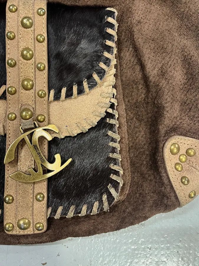 Just Cavalli 2000s Cavalli Brown Suede Leather & Fur Handle Bag Size ONE SIZE - 4 Thumbnail