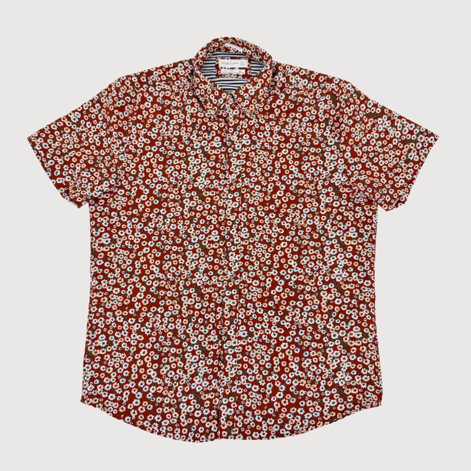 Denim & Flower Denim & Flower Floral Button Shirt Burgundy L Size US L / EU 52-54 / 3 - 1 Thumbnail