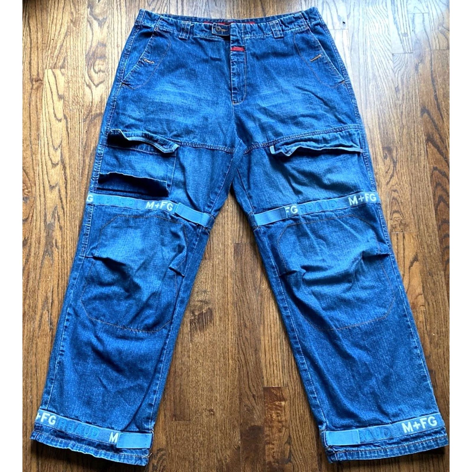 Vintage VINTAGE Marithe Francois Girbaud Jeans Mens 42x33 Baggy Shuttle Tape VTG Y2K Cargo Blue Denim Wide-Leg Pockets 90s Mens Size US 42 / EU 58 - 2 Thumbnail