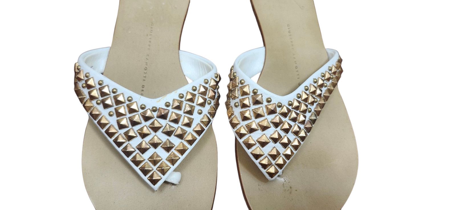 Giuseppe Zanotti Giuseppe Zanotti White Leather Studded Sandals 36 Size US 6 / IT 36 - 3 Thumbnail