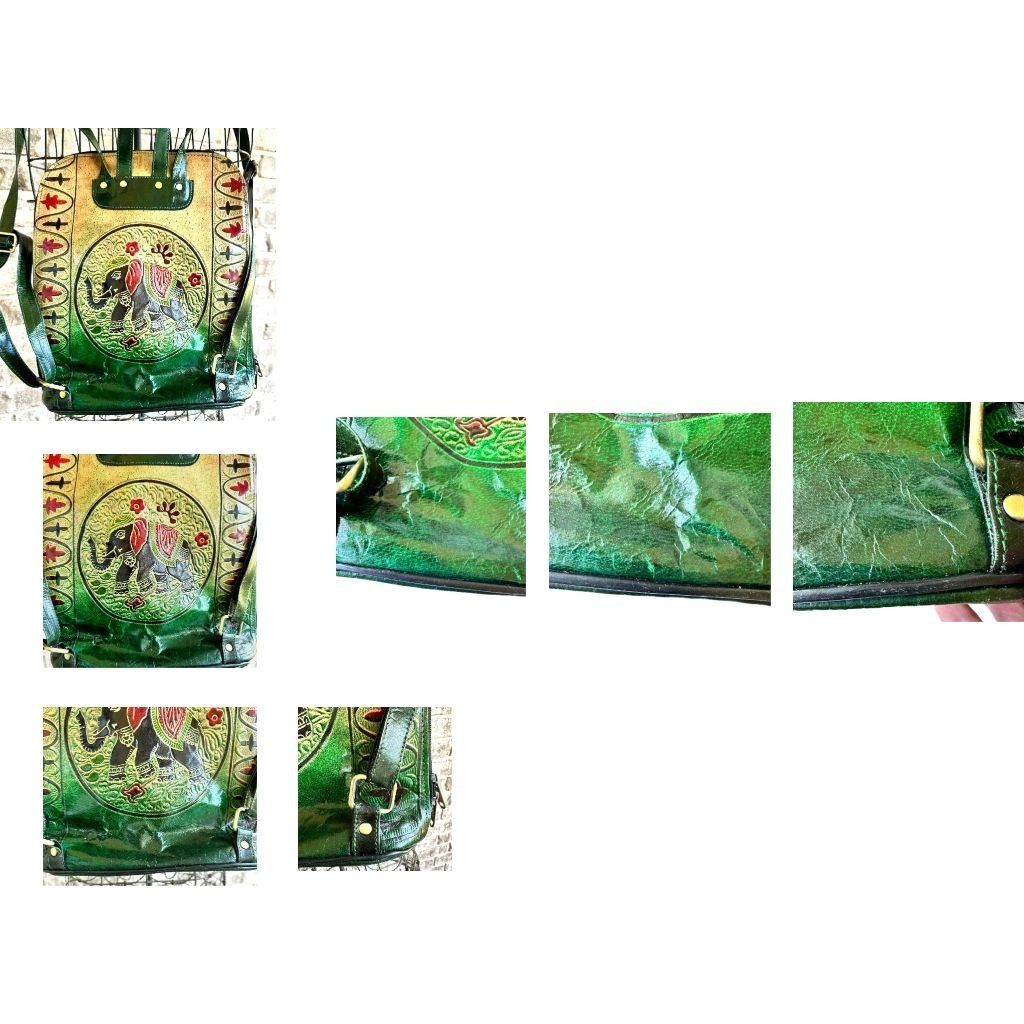 Other Shantiniketan Elephant Embossed Leather Backpack Handmade in Size ONE SIZE - 12 Thumbnail