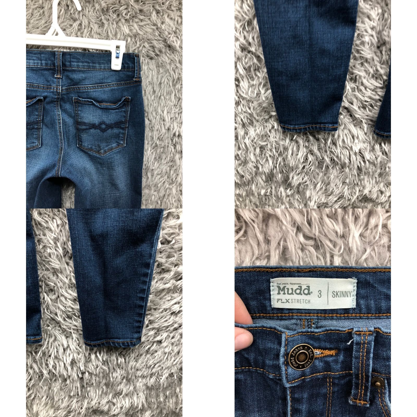 Denime Mudd Skinny Jeans Size 3 Juniors Mid Rise Dark Wash Blue Denim Distressed Size 26" / US 2 / IT 38 - 8 Thumbnail