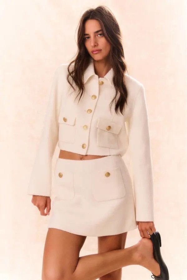 LoveShackFancy LoveShackFrancy Wool Cashmere Suit Blazer Skirt Size XS / US 0-2 / IT 36-38 - 4 Thumbnail