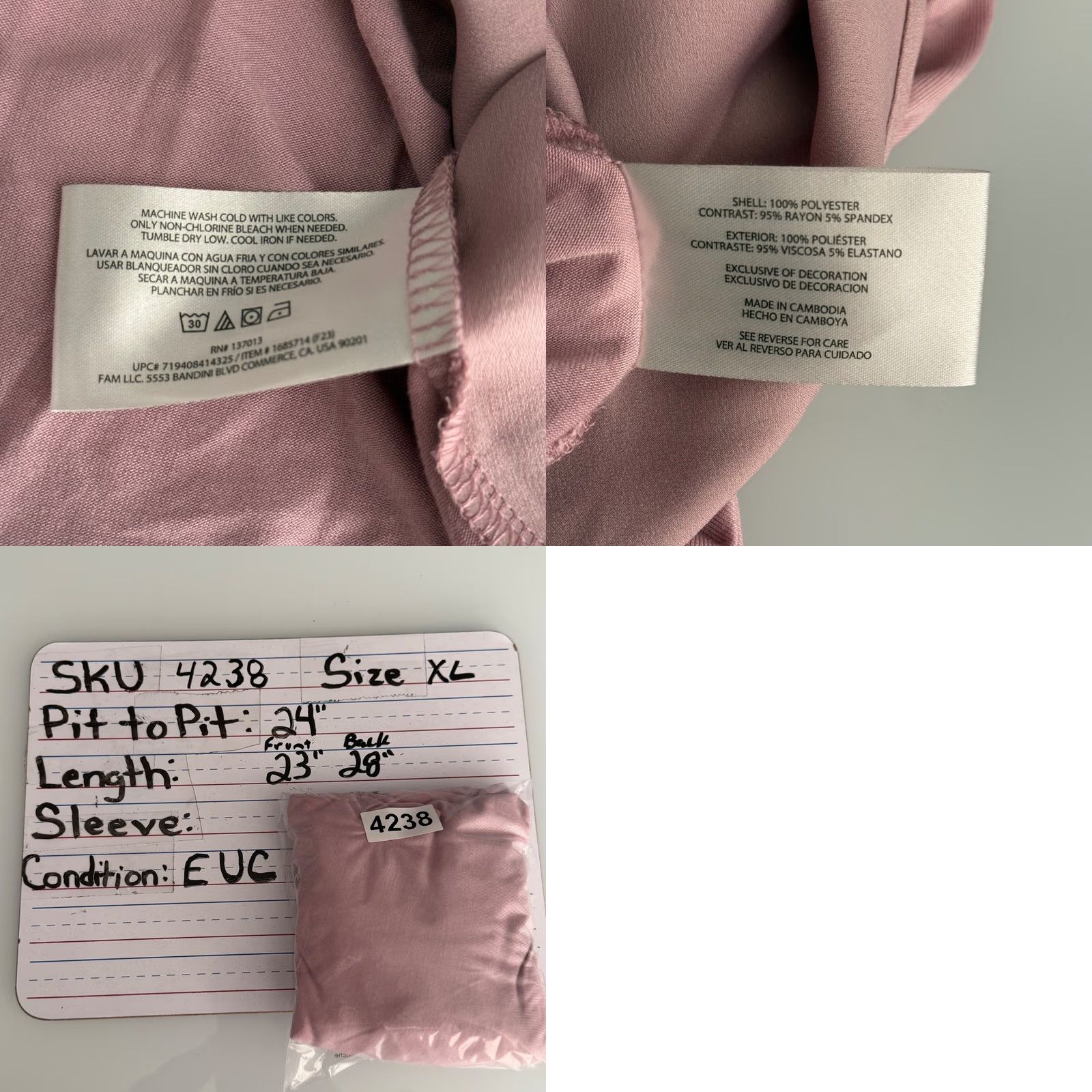 Banana Republic VINTAGE Banana Republic Blouse XXL XL V-Neck Dolman Short Sleeve Pleated High-Low Mauve Pink Womens Shirt Size XL / US 12-14 / IT 48-50 - 8 Thumbnail