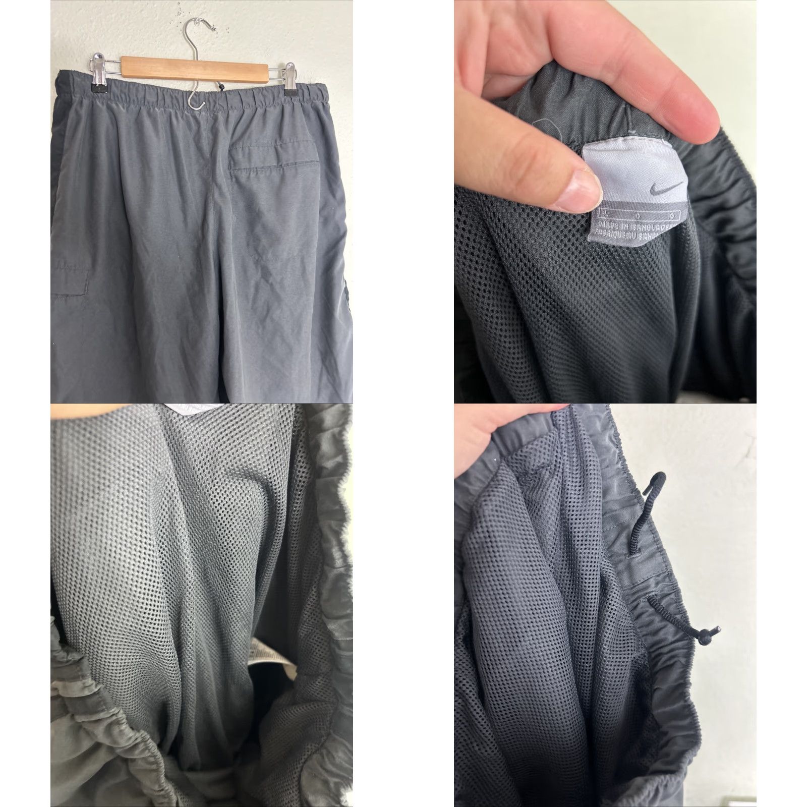 Nike VINTAGE Nike Mens Large Black Drawstring Cargo Lined Swim Trunks Trunks 36x12 Mens Size ONE SIZE - 9 Thumbnail