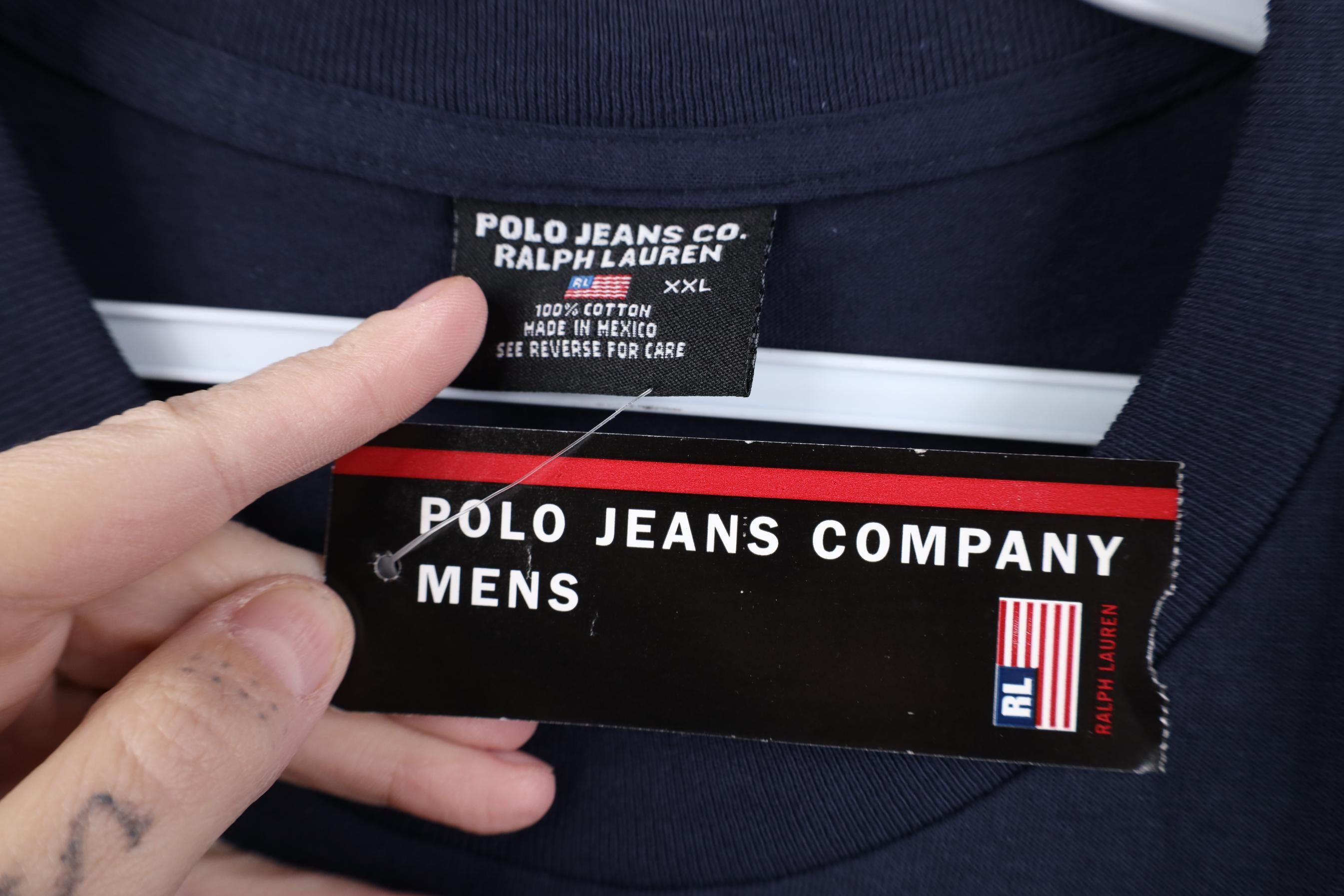 Polo Ralph Lauren Deadstock Vintage 90s Ralph Lauren Center Logo T-Shirt Blue Size US XXL / EU 58 / 5 - 5 Thumbnail