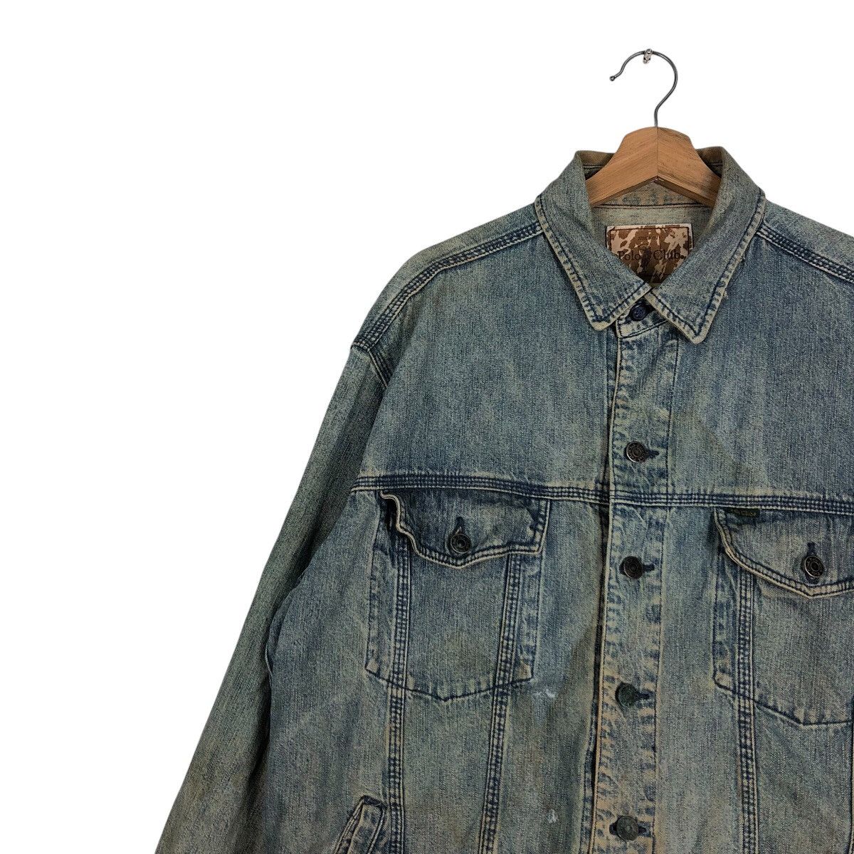 Japanese Brand 📌Vintage Trucker Denim Biker Jacket Polo Club Slant Pocket Size US L / EU 52-54 / 3 - 11 Thumbnail