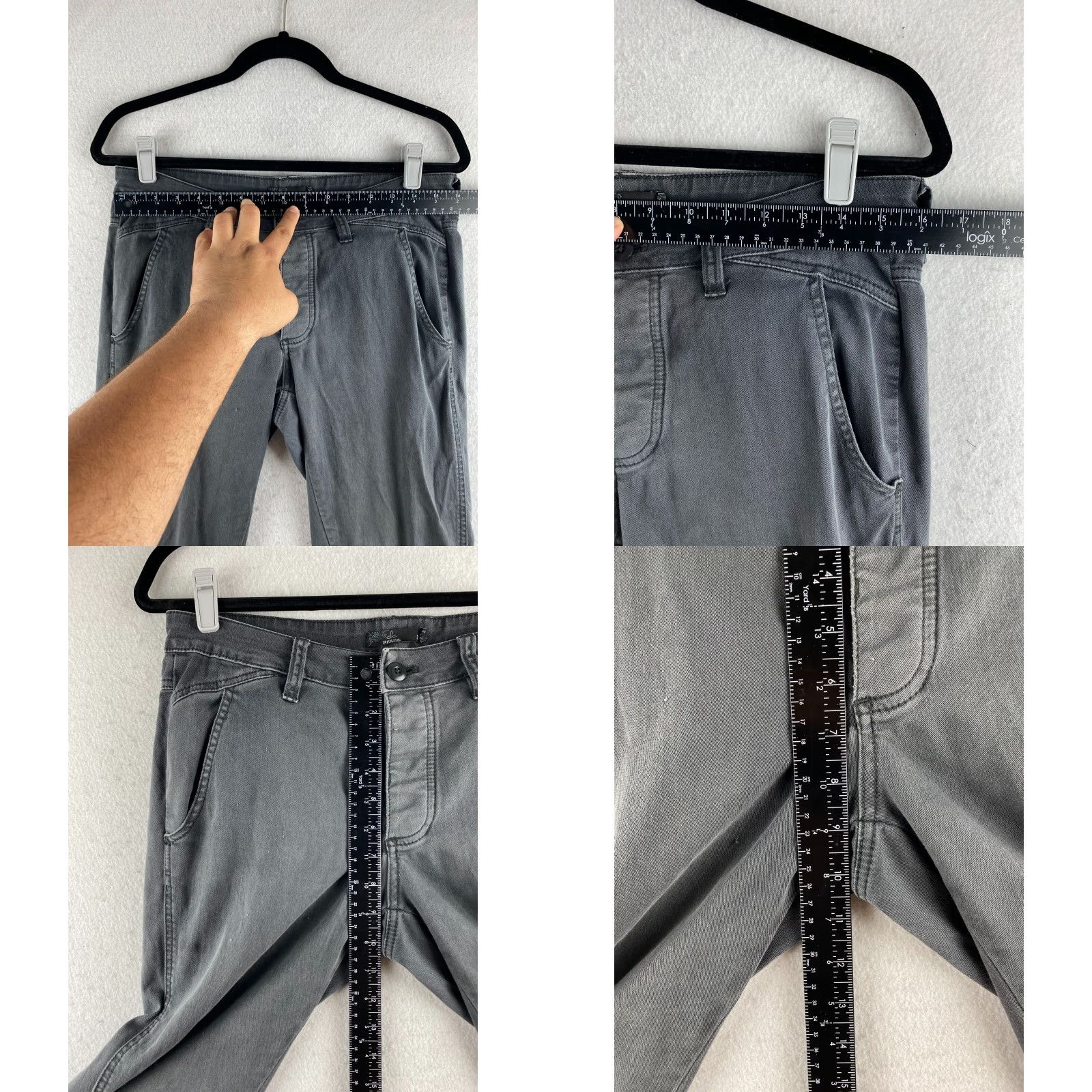 Prana prAna Pants Women 8 Gray Capri Chino Mid-Rise Button-Fly Slash Pockets Dark Size 30" / US 8 / IT 44 - 8 Thumbnail