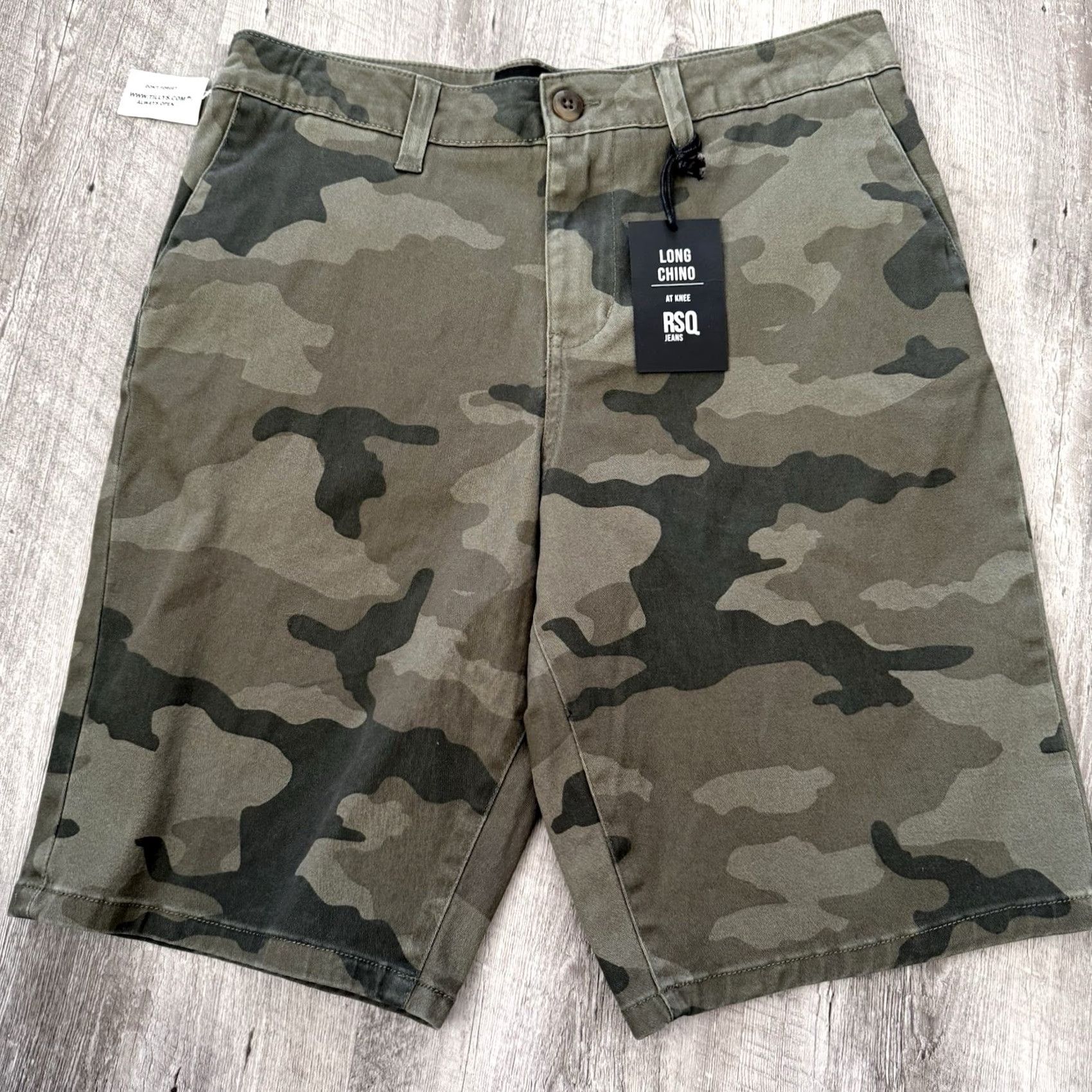 Rsq RSQ Jeans Shorts Mens 29 CAMO Chino Shorts 10in Inseam Stretch Cotton Elastane Dark Wash Pockets Casual Workwear Size US 29 - 3 Thumbnail