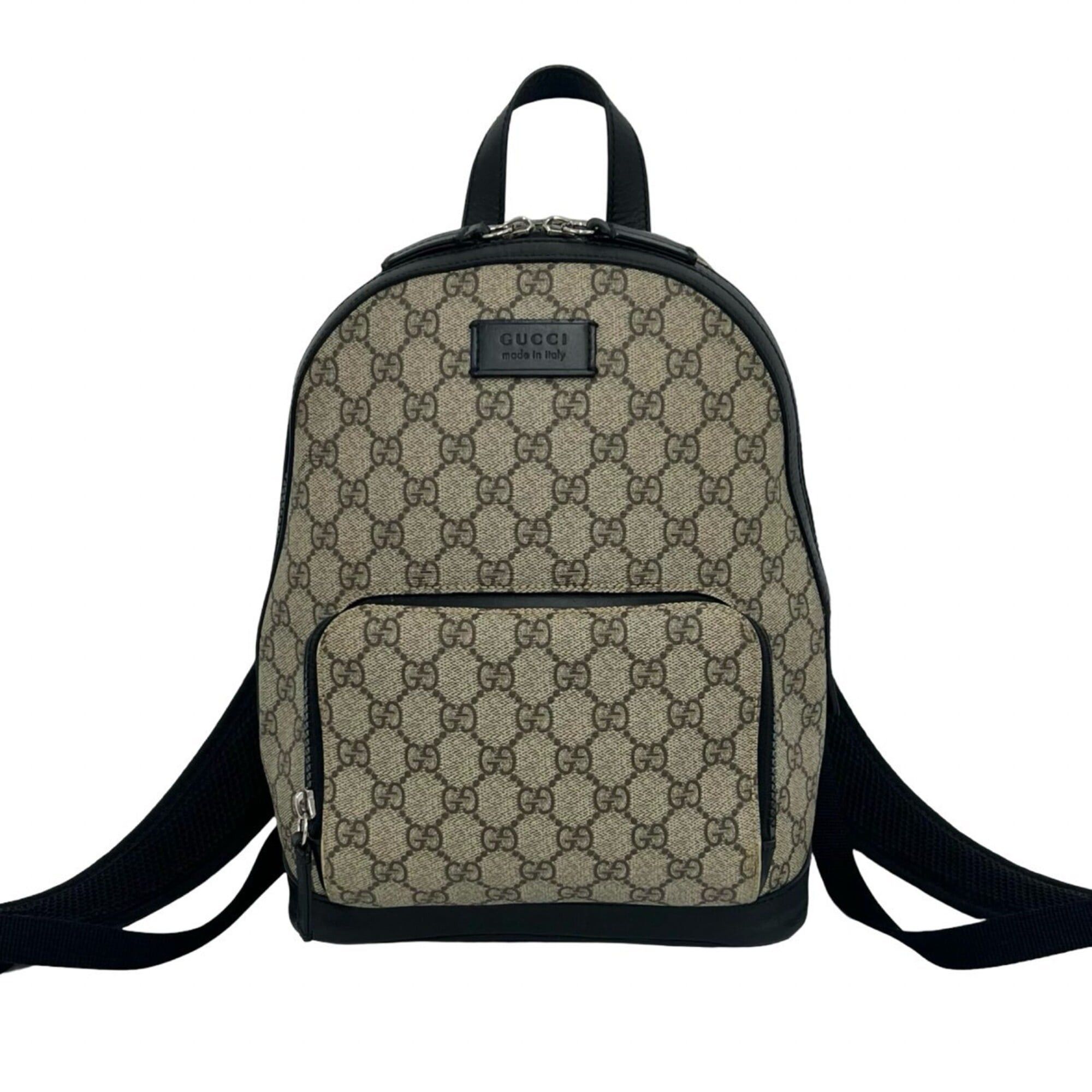 Gucci GUCCI GG Supreme Logo Pattern Leather Backpack/Daypack (Beige/Black) 70853 Size ONE SIZE - 1 Thumbnail