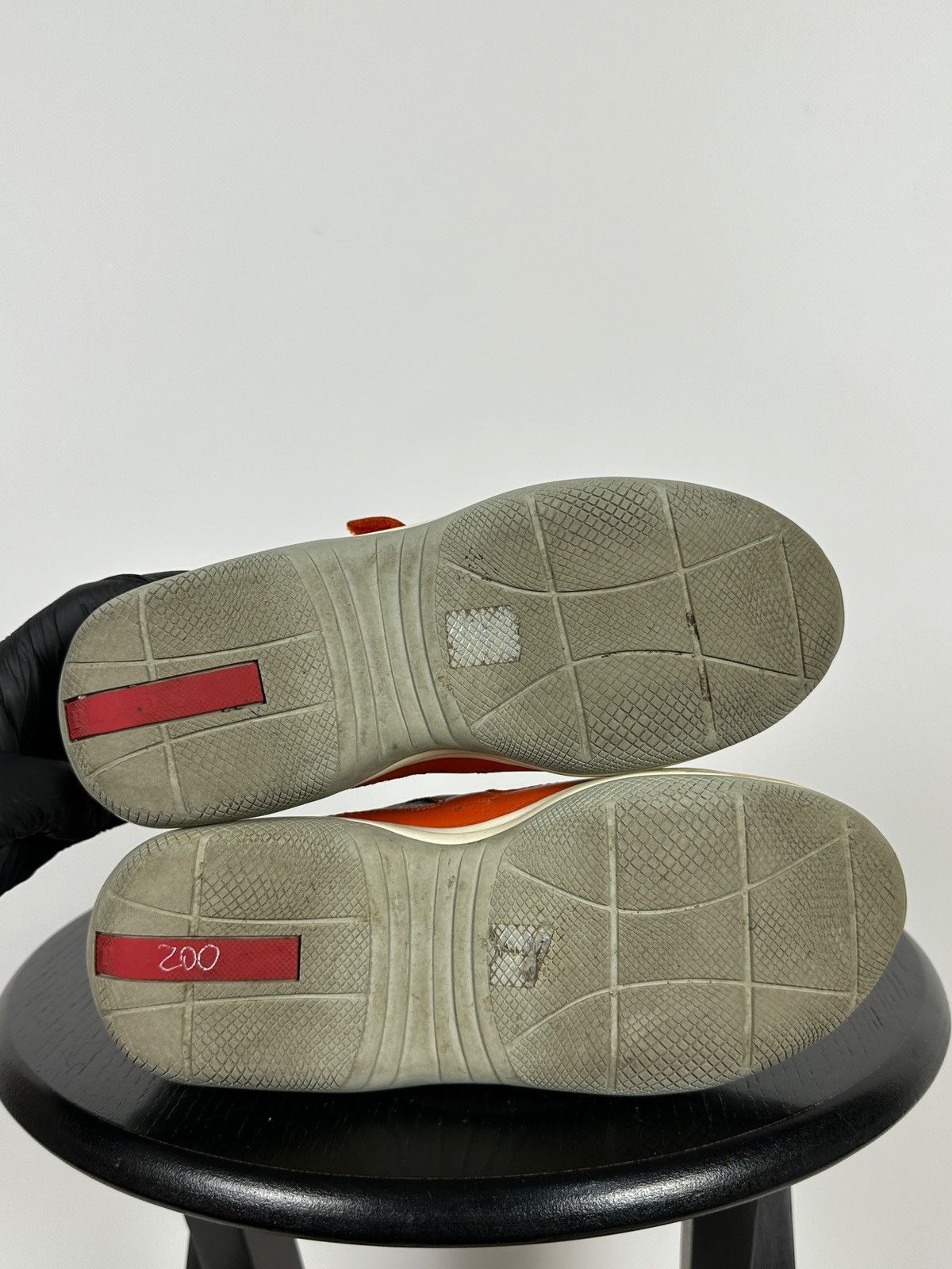 Prada Vintage Prada America’s Cup Orange Leather Sneakers Size US 5 / IT 35 - 22 Thumbnail
