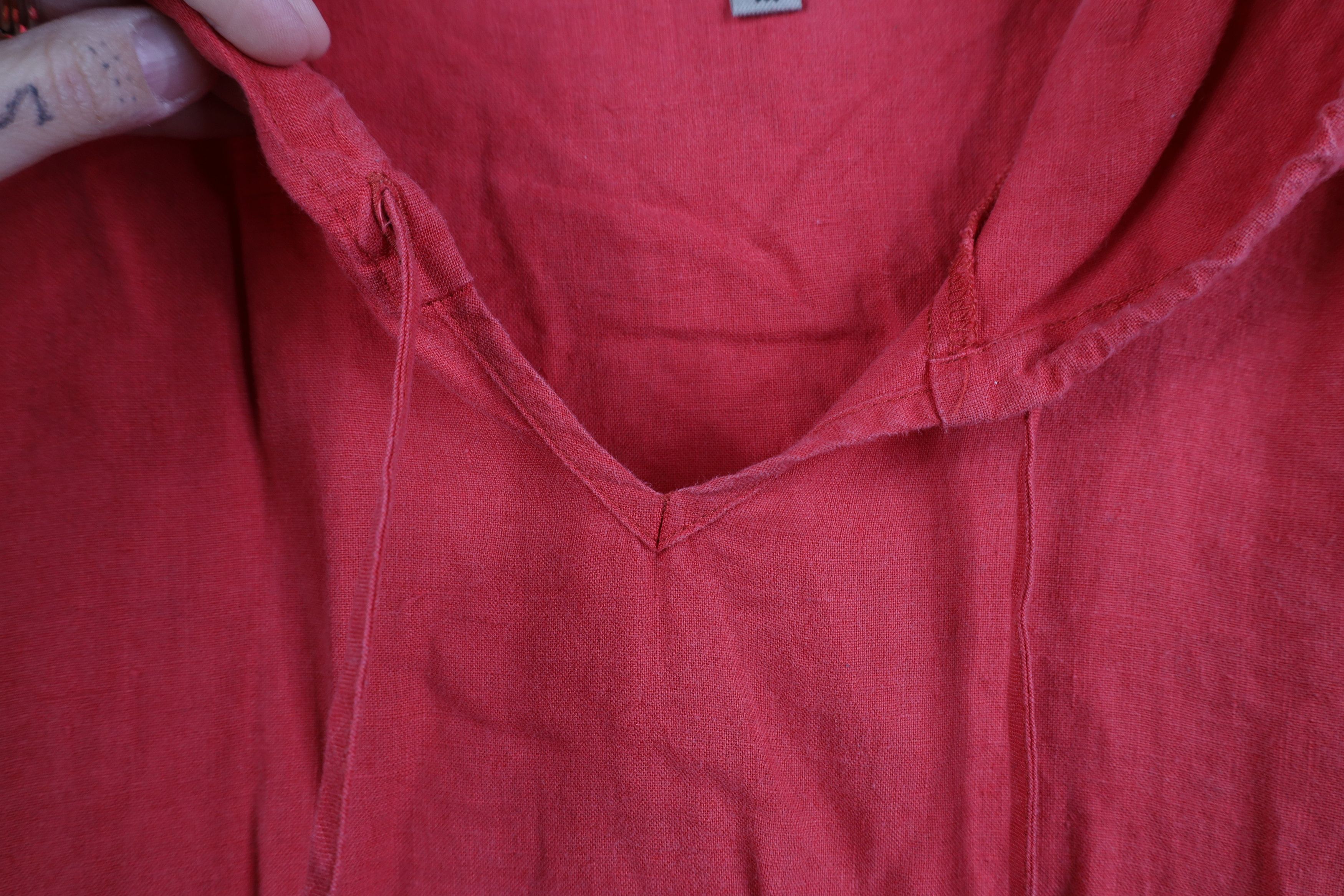 FLAX Flax Linen Blank Oversized Baggy Hoodie Tunic Pullover Red Size M / US 6-8 / IT 42-44 - 4 Thumbnail