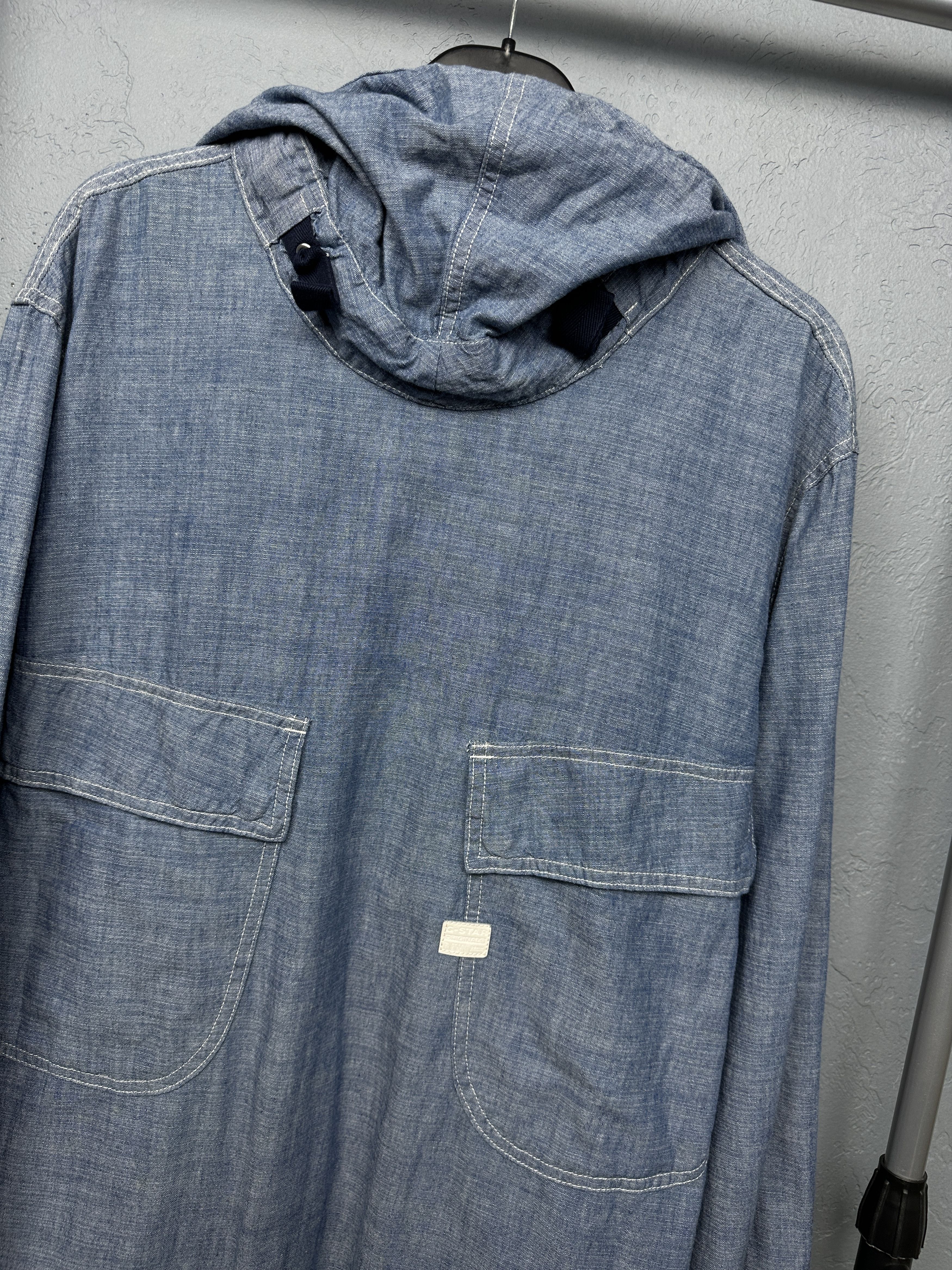 G-Star NEW! G Star Raw Mens Chambray Hooded Jacket Size US XL / EU 56 / 4 - 2 Thumbnail