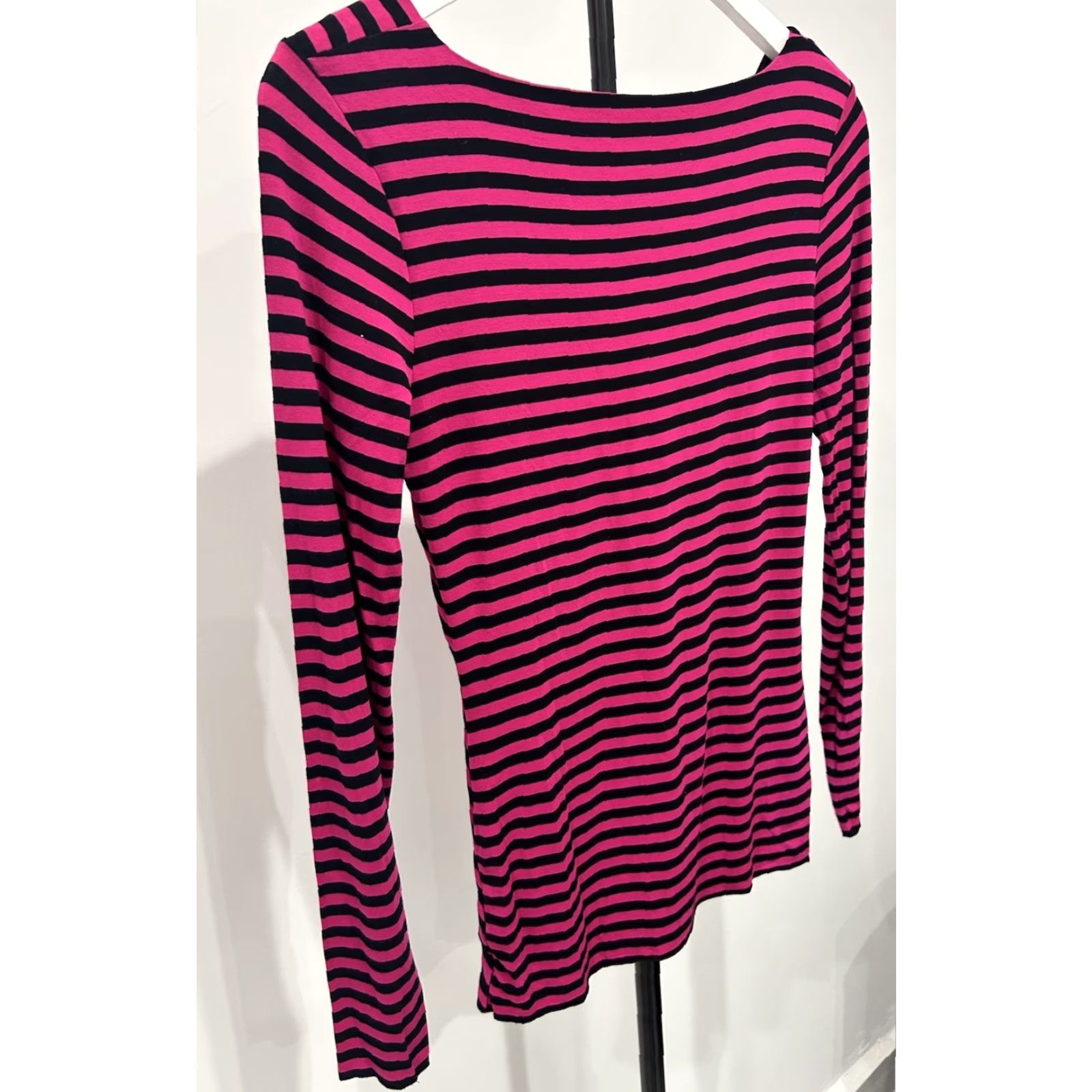 Vince Camuto Vince Camuto Blouse Women XS V-Neck Long Sleeve Pink Black Stripe Stretch Pullover Shirt Size XS / US 0-2 / IT 36-38 - 6 Thumbnail