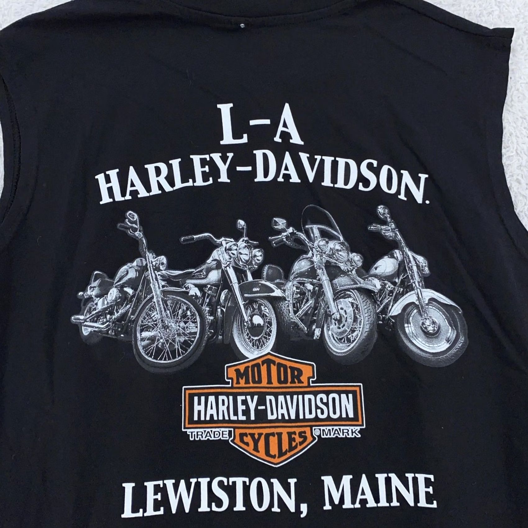 Harley Davidson Harley-Davidson T-Shirt Mens Medium Sleeveless Black Graphic Print Motorcycle Vintage Biker Maine USA? Size US M / EU 48-50 / 2 - 4 Thumbnail